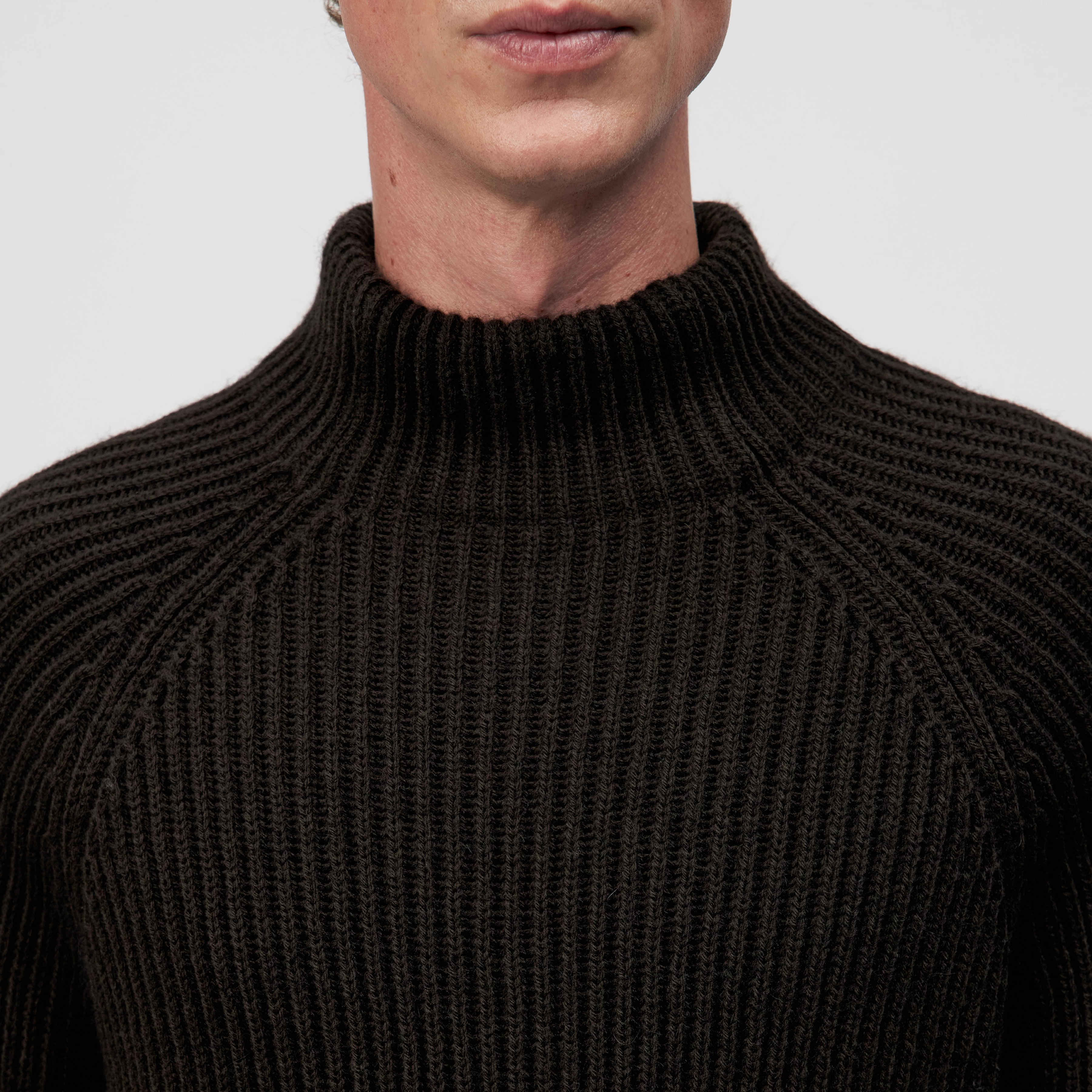 ARVID - Rollkragenpullover in Woll-Alpakamix - Herren - braun - Detailansicht am Model