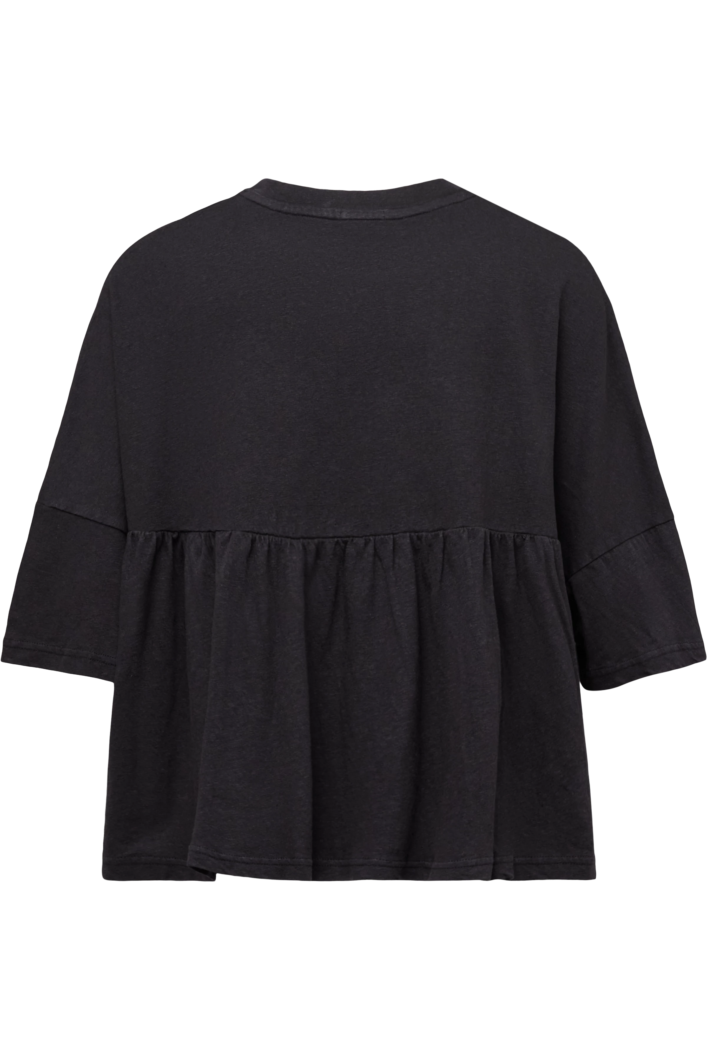 FIONNA - T-shirt with flounce in linen-cotton blend - women - brown - Freisteller Rückansicht