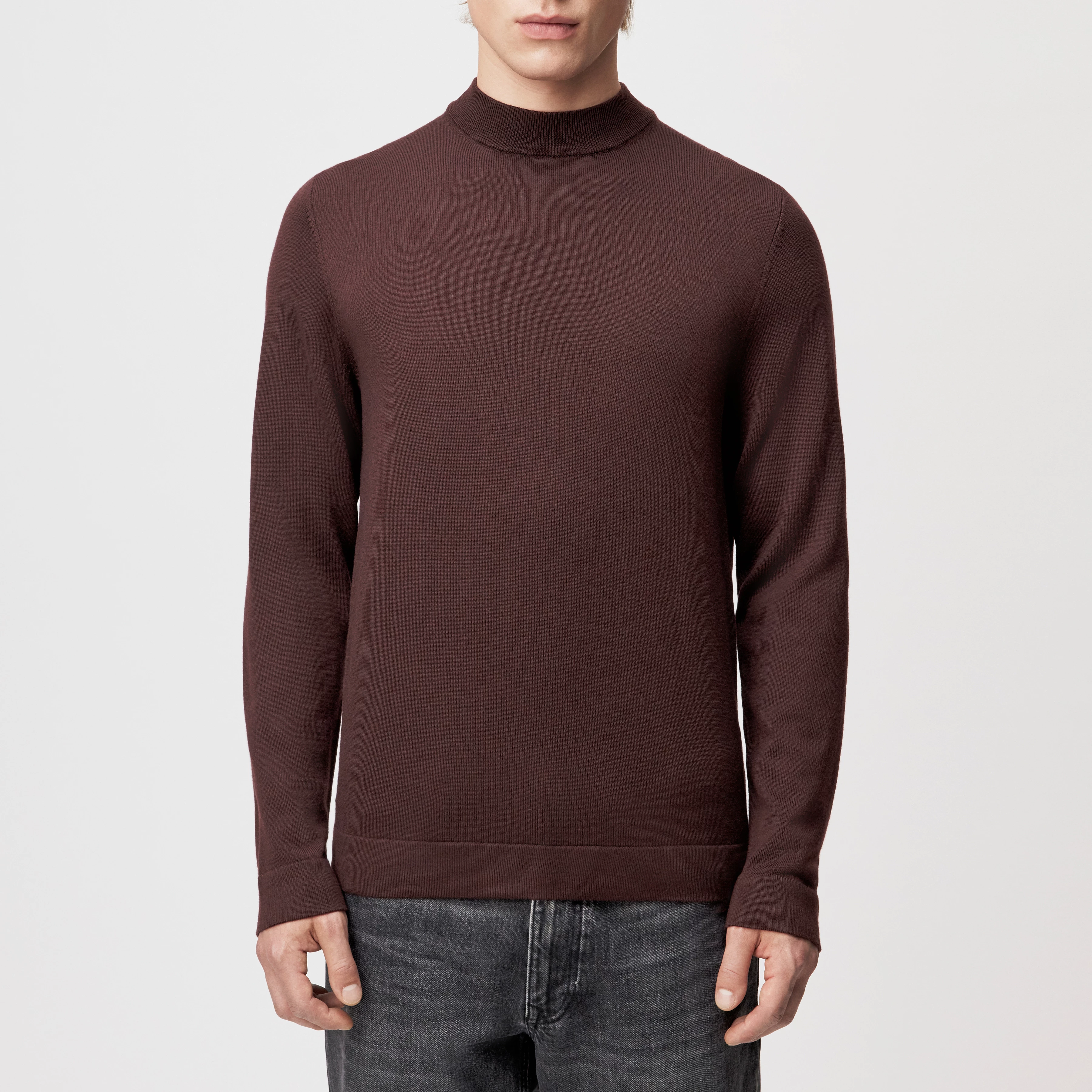 ARWON - Fitted Rollkragenpullover in 100% Merinowolle - Herren - rot - Frontansicht