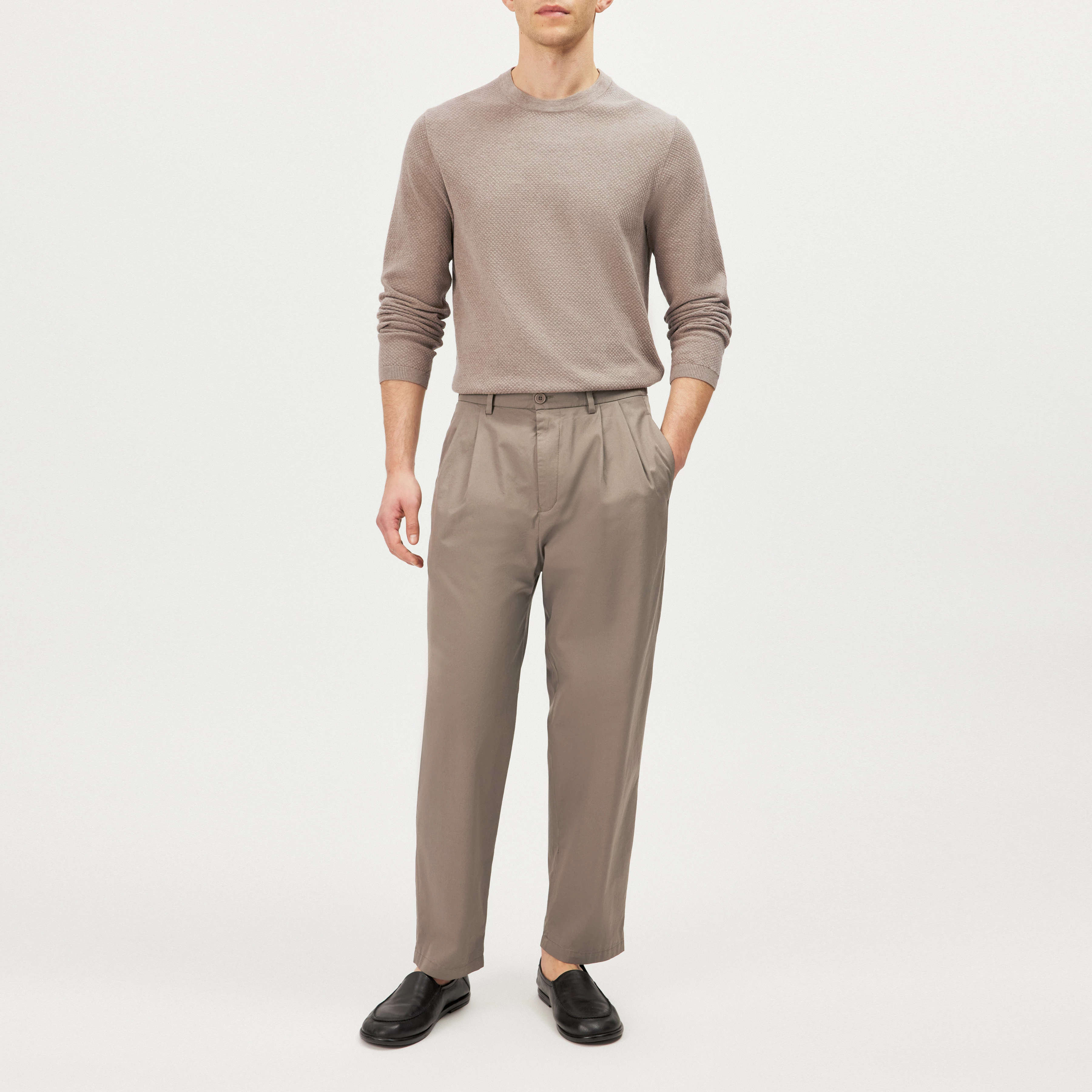MARYKO - Tailored cotton-twill trousers - men - brown - Ganzkörper-Frontansicht