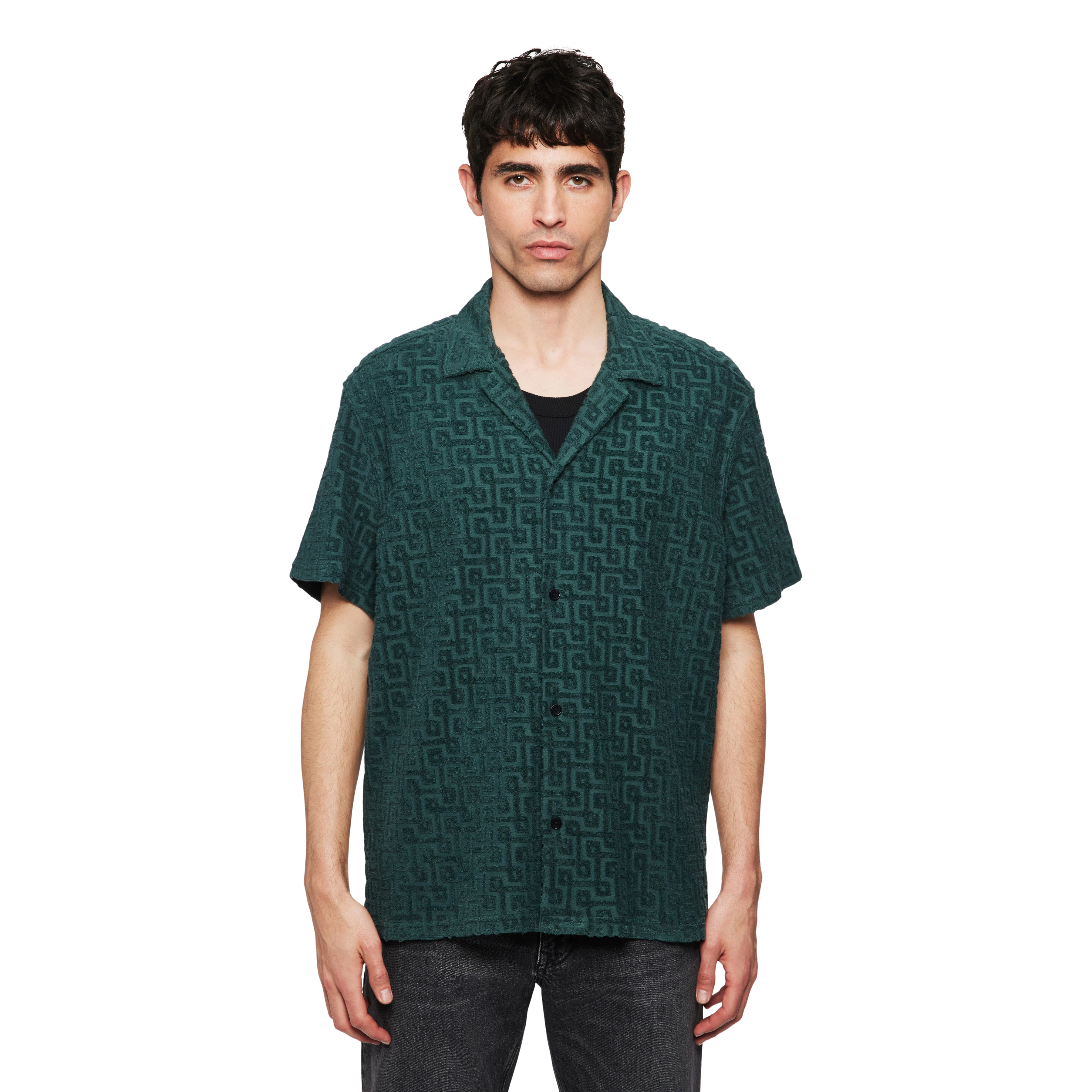BIJAN_2 - Casual Kurzarm Hemd - Herren - grün - Frontansicht