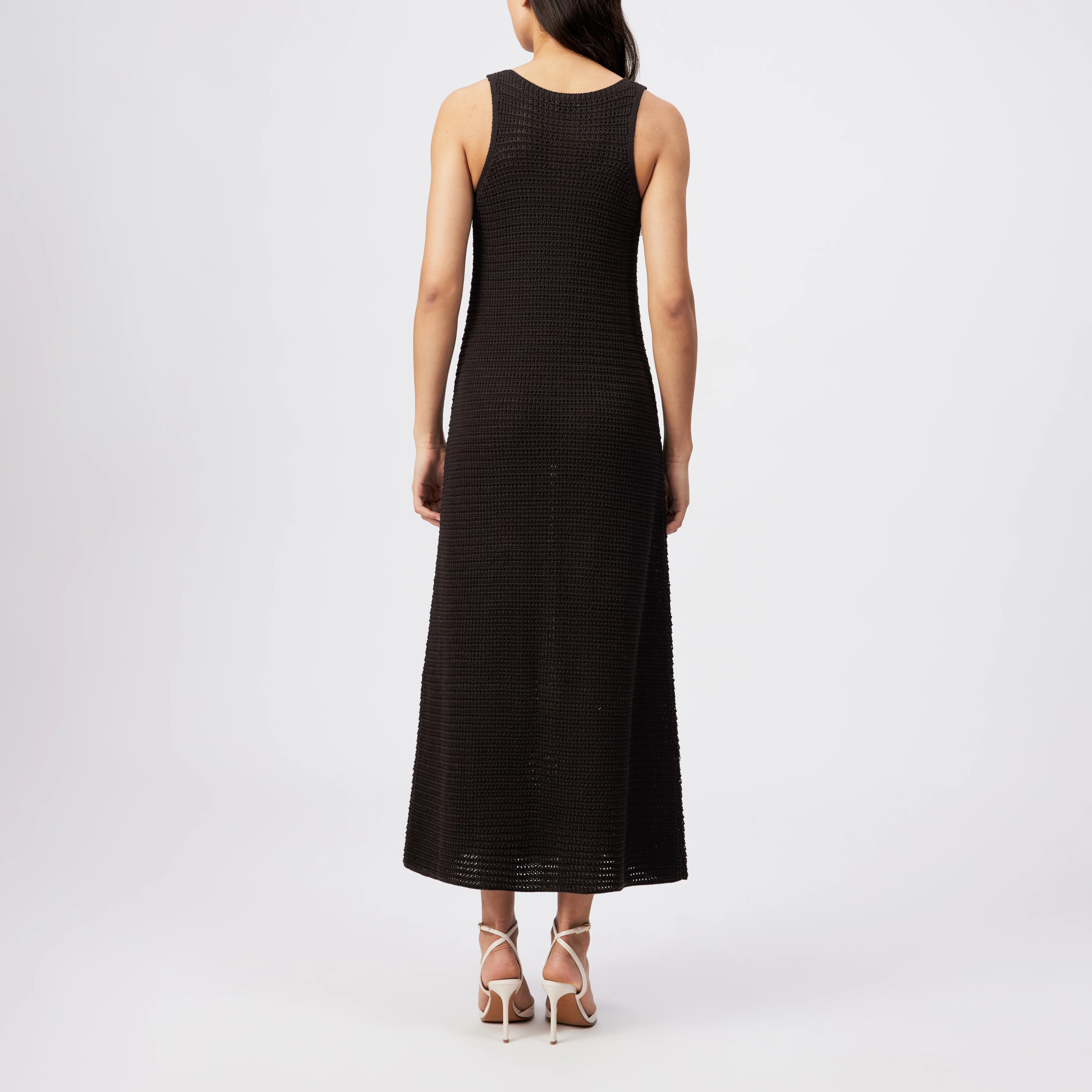 IKIS - Sleeveless maxi dress, chunky knit, dry touch - women - brown - Rückansicht