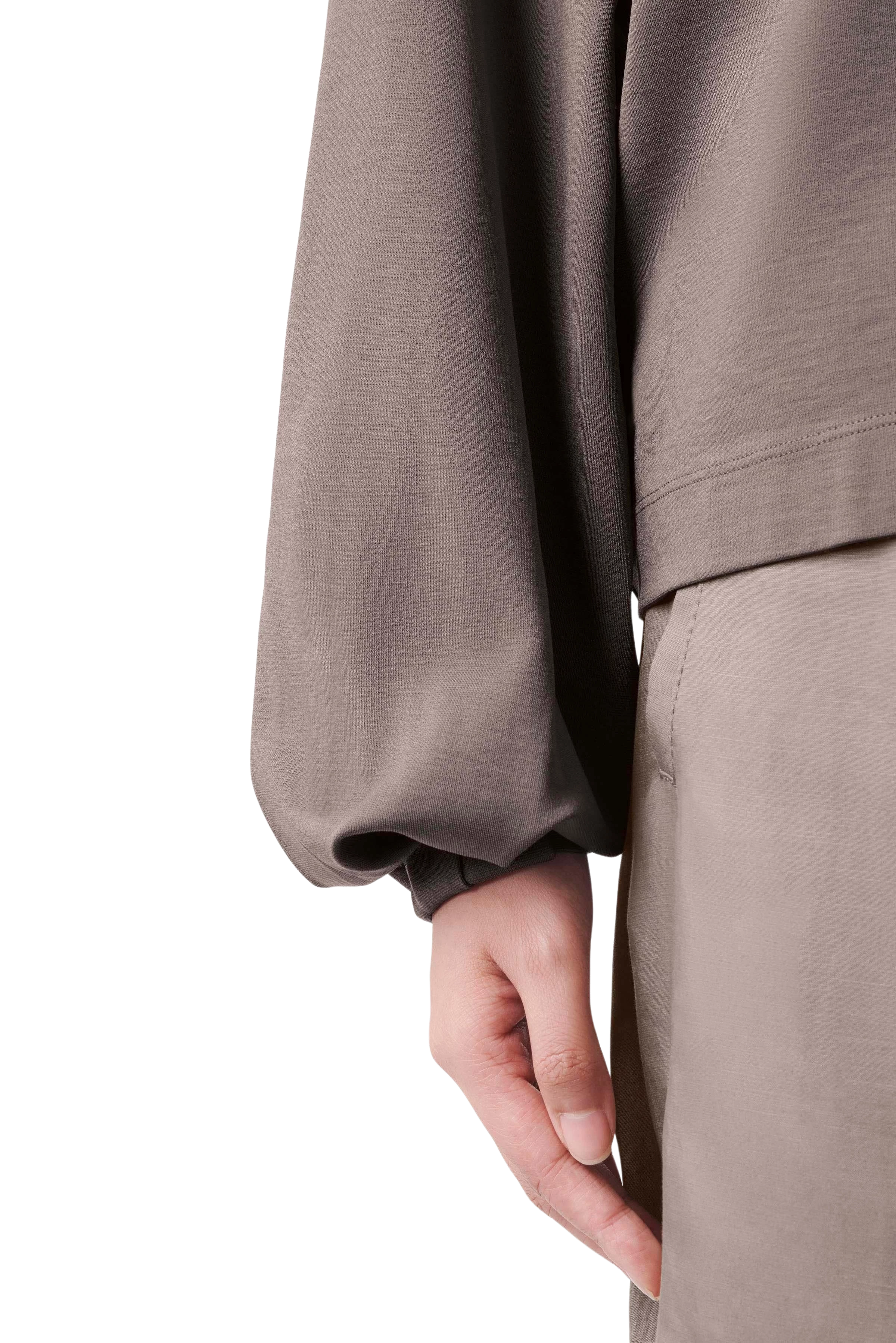 GADESSY - Longsleeve in Lyocell-Mix - Damen - braun - Detailansicht am Model