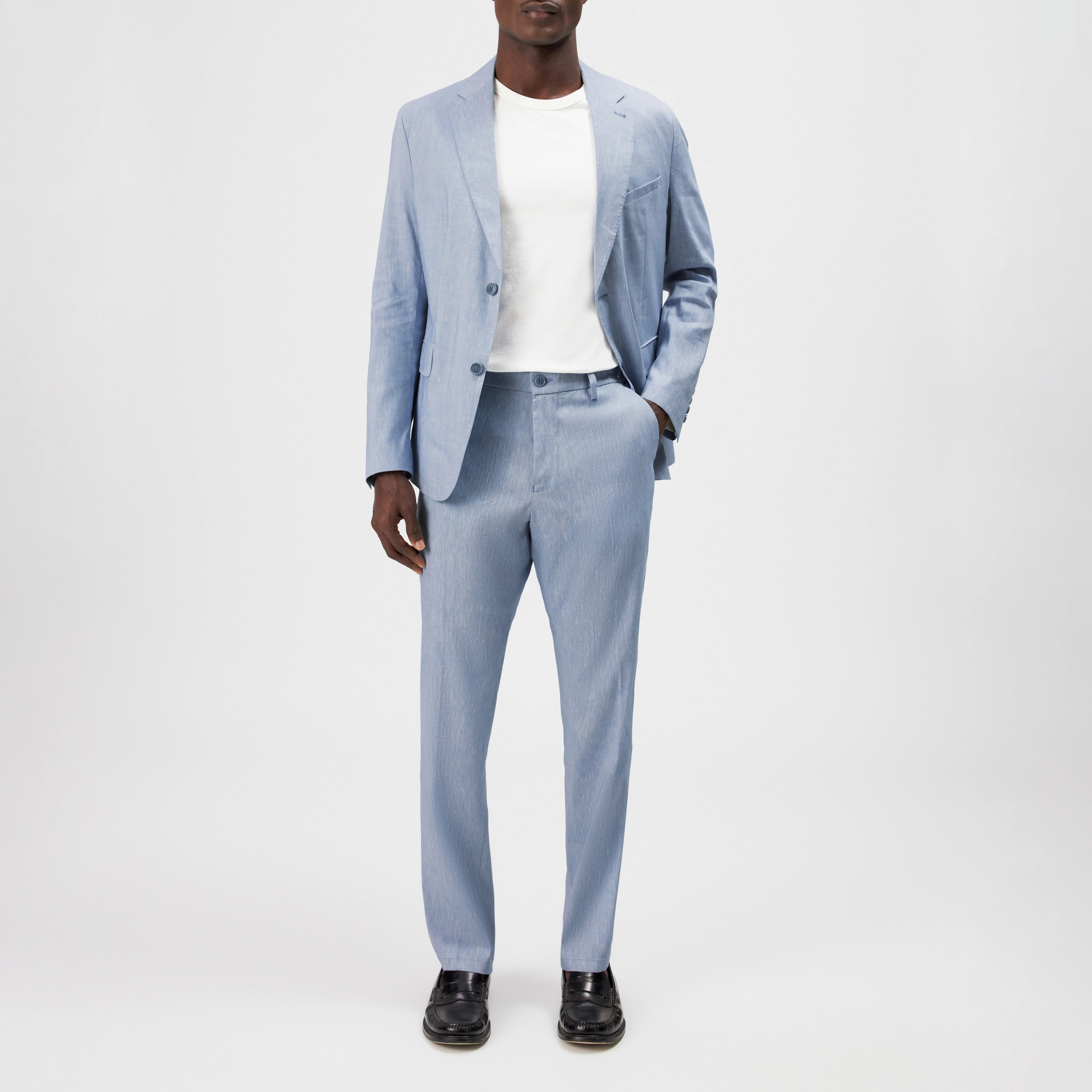 AJEND_RGLR - Tailored trousers in linen mix - men - blue - Ganzkörper-Frontansicht