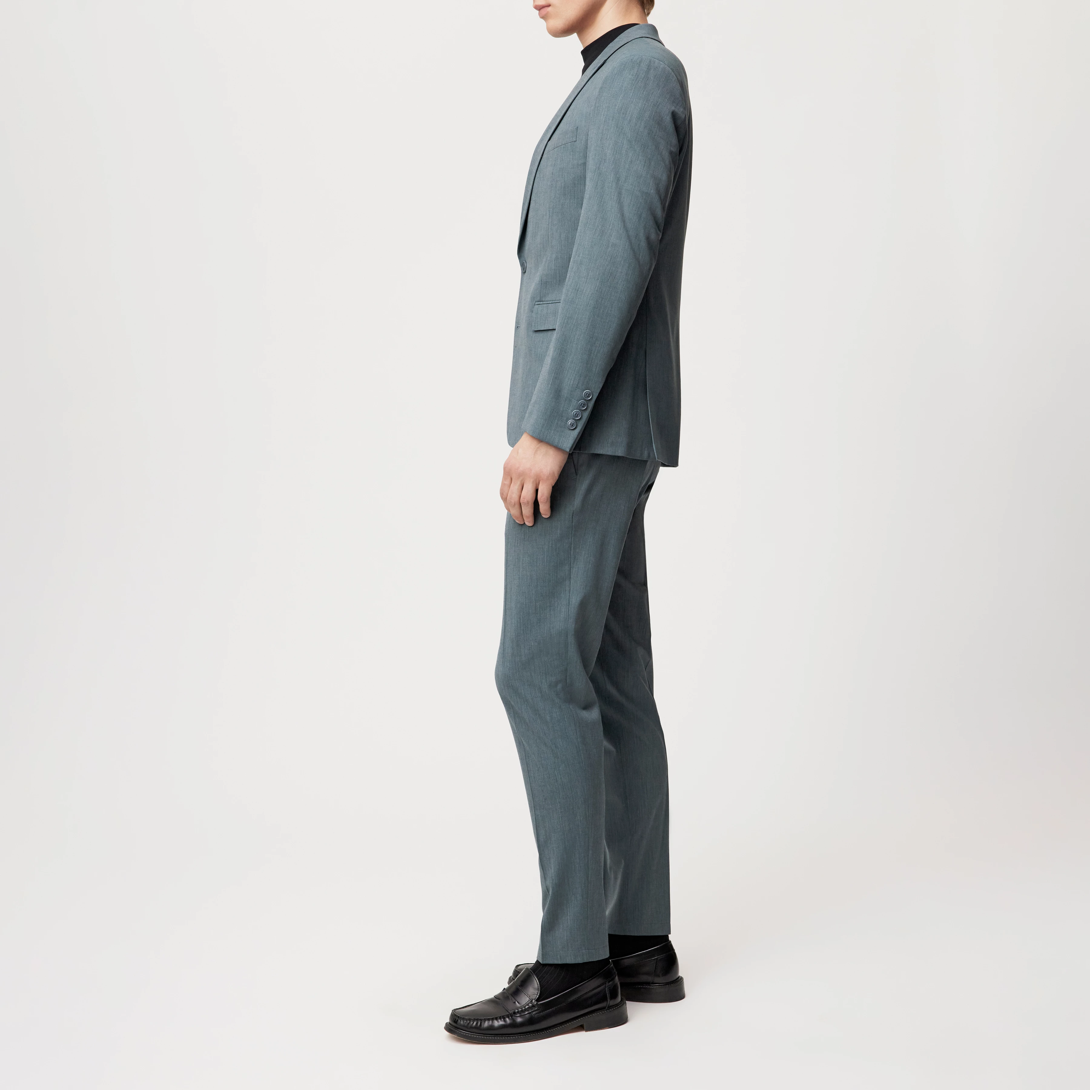 LONEST - Sportives Slim Fit Sakko in Woll-Mix - Herren - grün - Seitenansicht