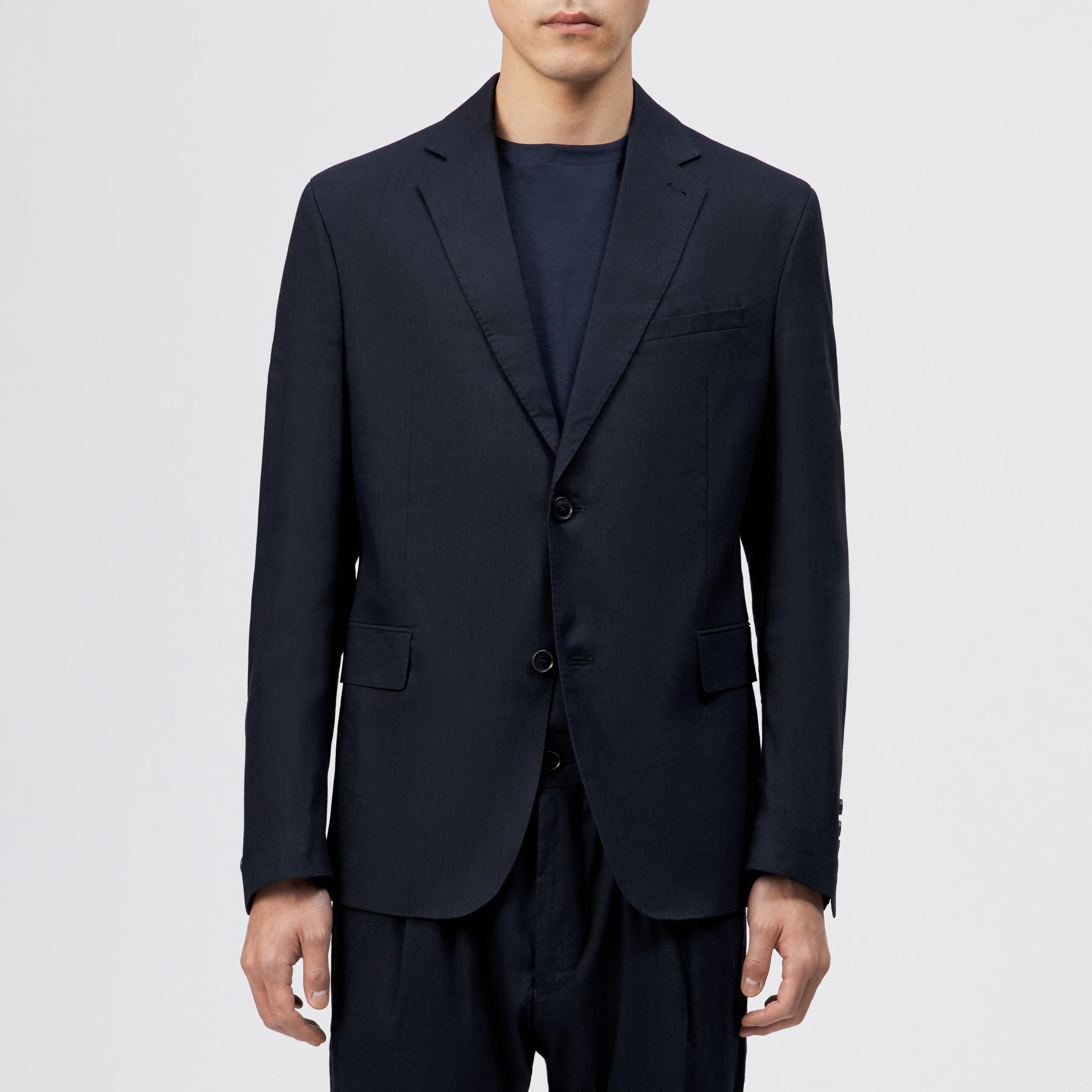 YAMES - Single-breasted jacket in linen blend - men - blue - Frontansicht