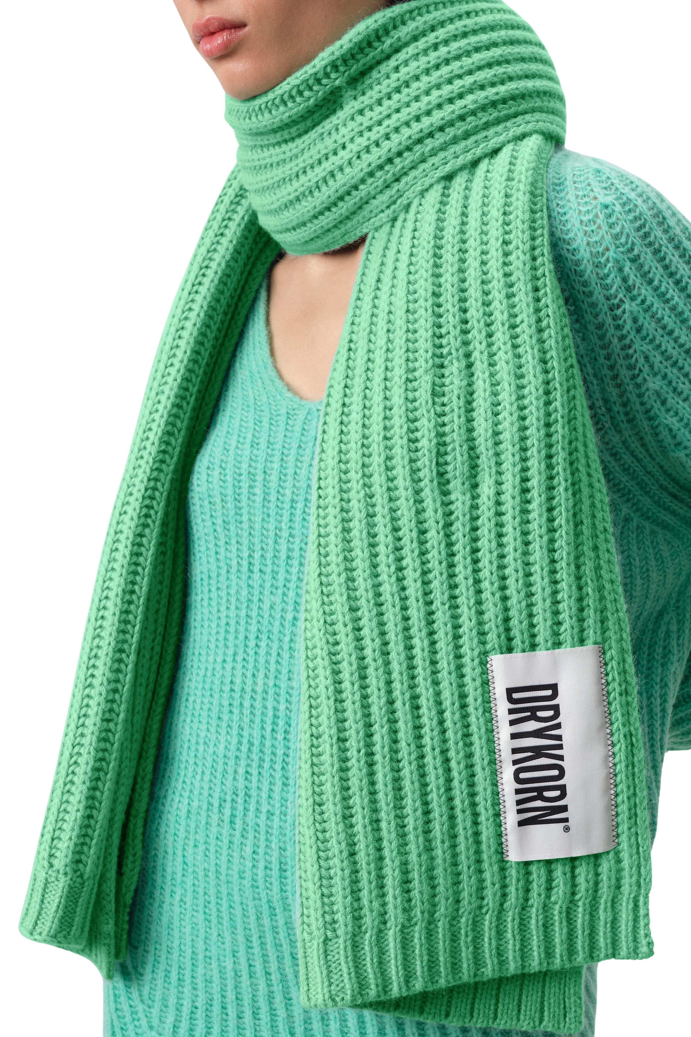 CRONICA - Gebreide sjaal in alpacamix - unisex - groen - Ganzkörper-Frontansicht