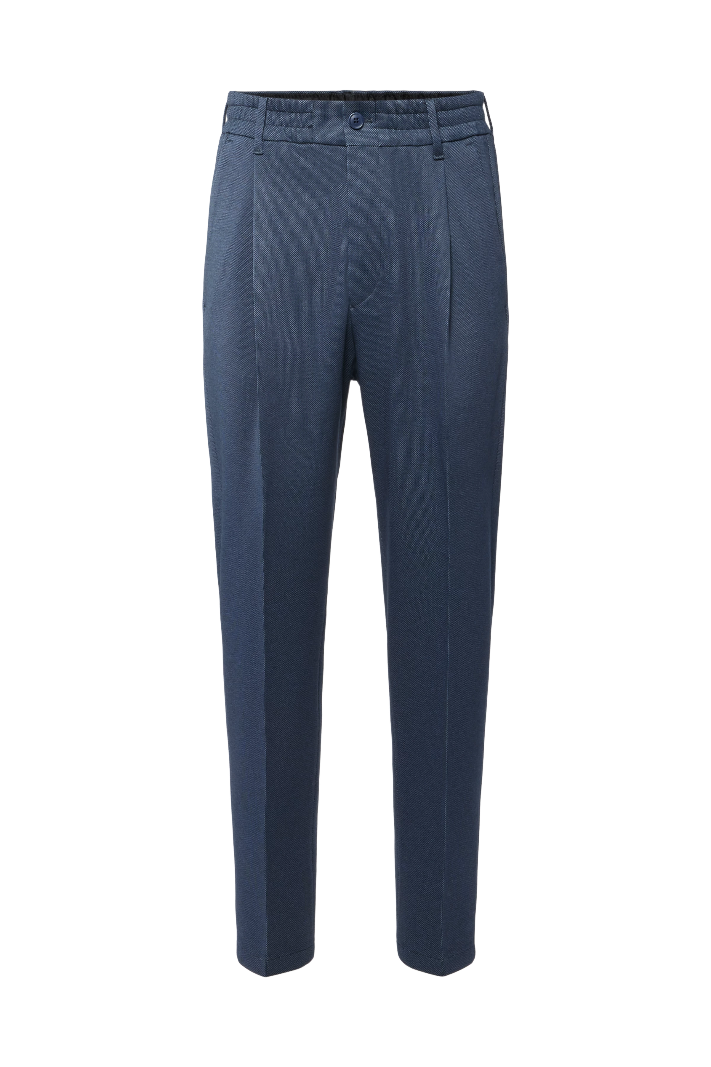 CHASY - Casual trousers with pleats in jersey with pattern - men - blue - Freisteller Frontansicht