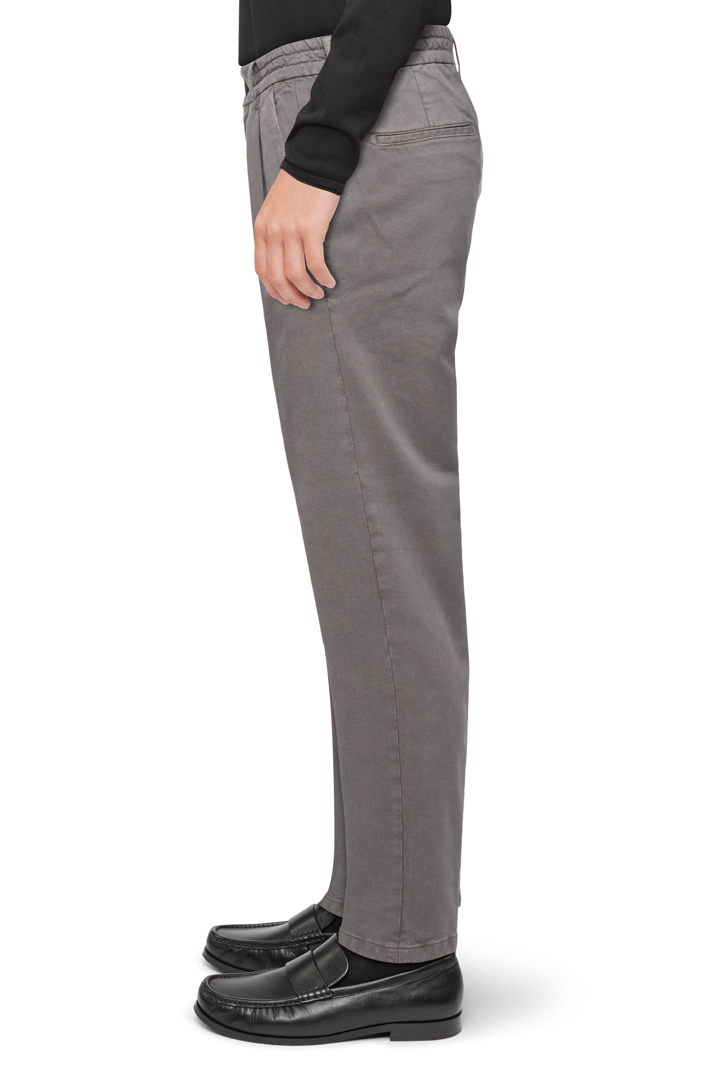 CHASY - Casual trousers with pleats in soft blended cotton - men - grey - Seitenansicht