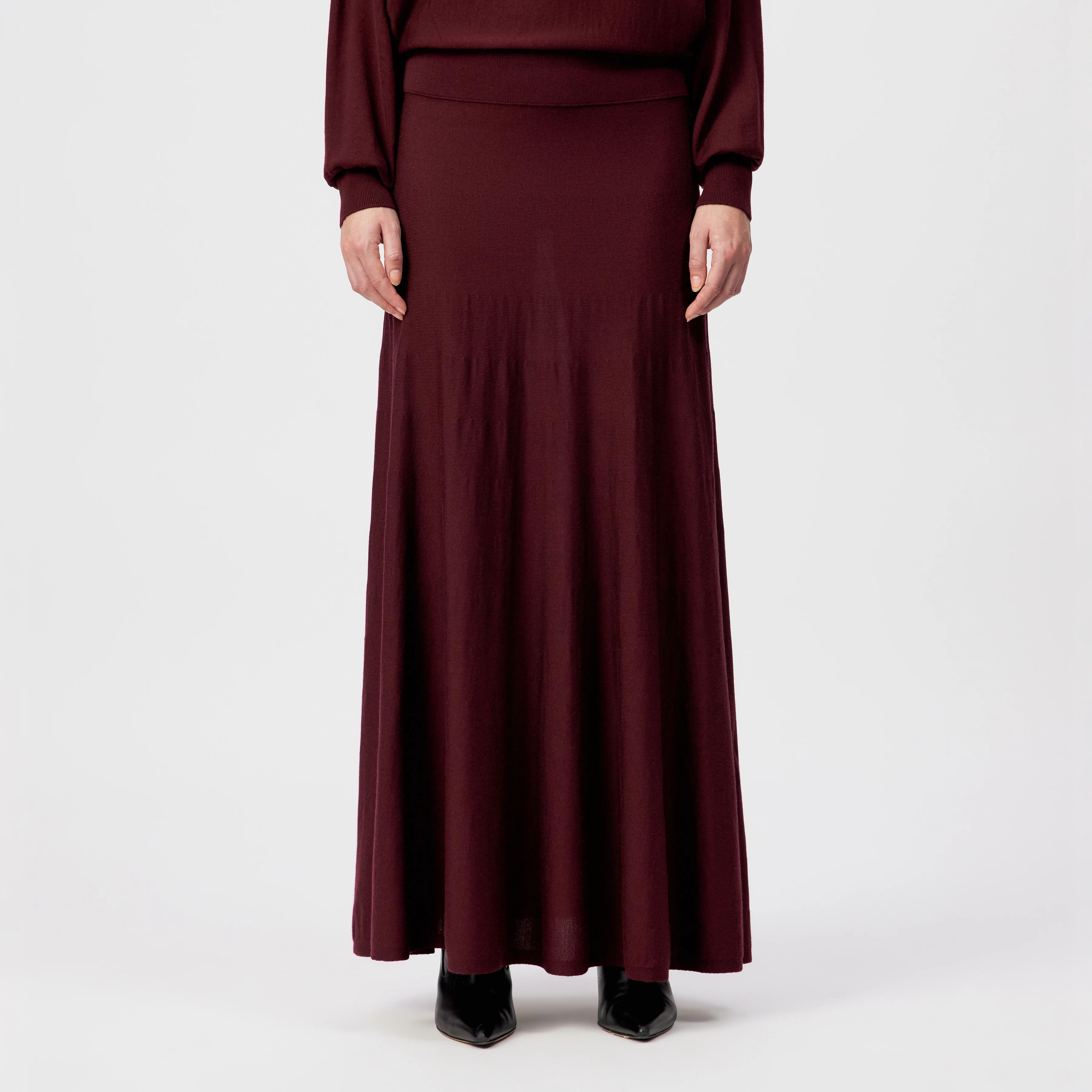 TENSYA - Flared knit skirt in 100% merino wool - women - red - Frontansicht