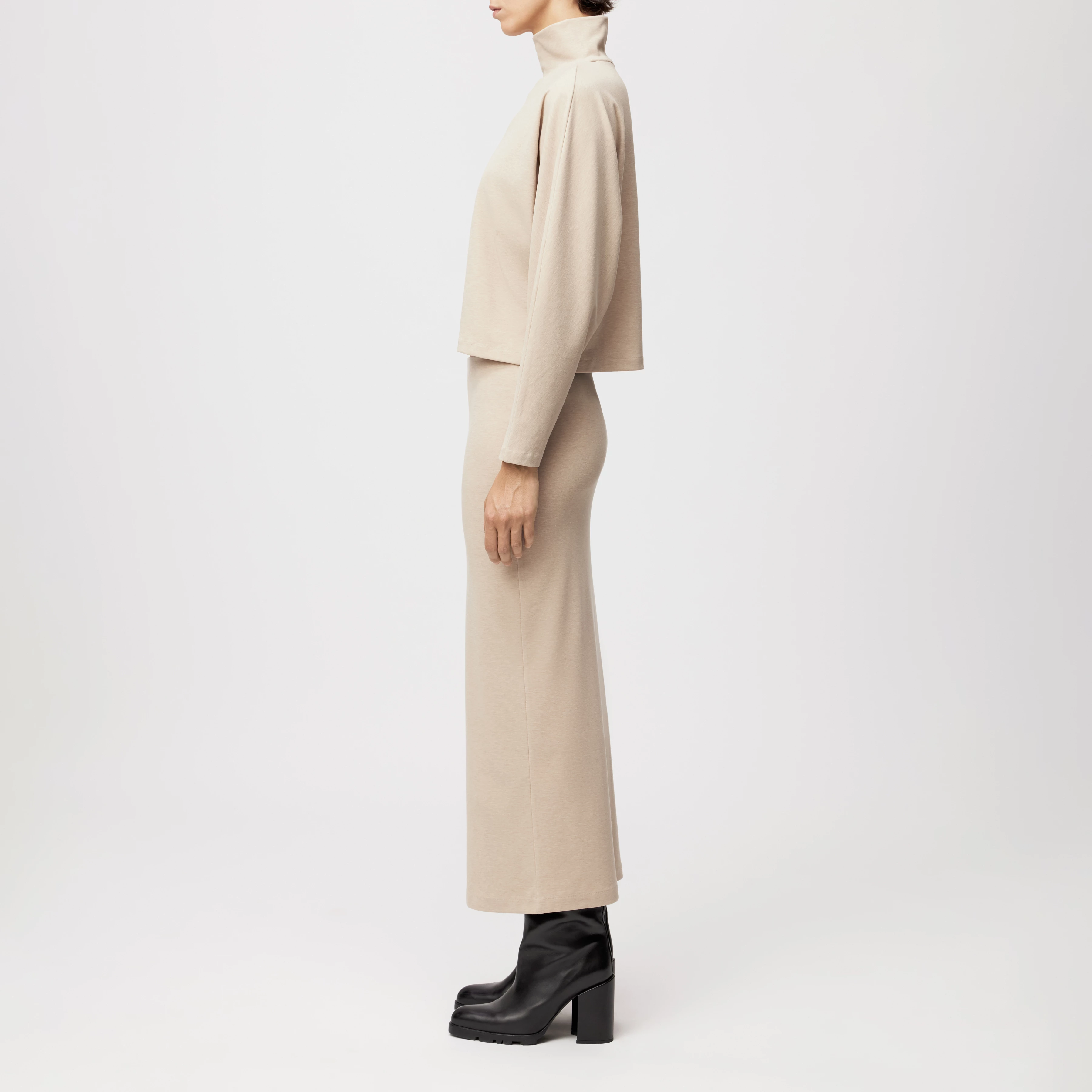 ASIRAL - Batwing Shirt in Lyocell-Mix mit Wolloptik - Damen - beige - Seitenansicht