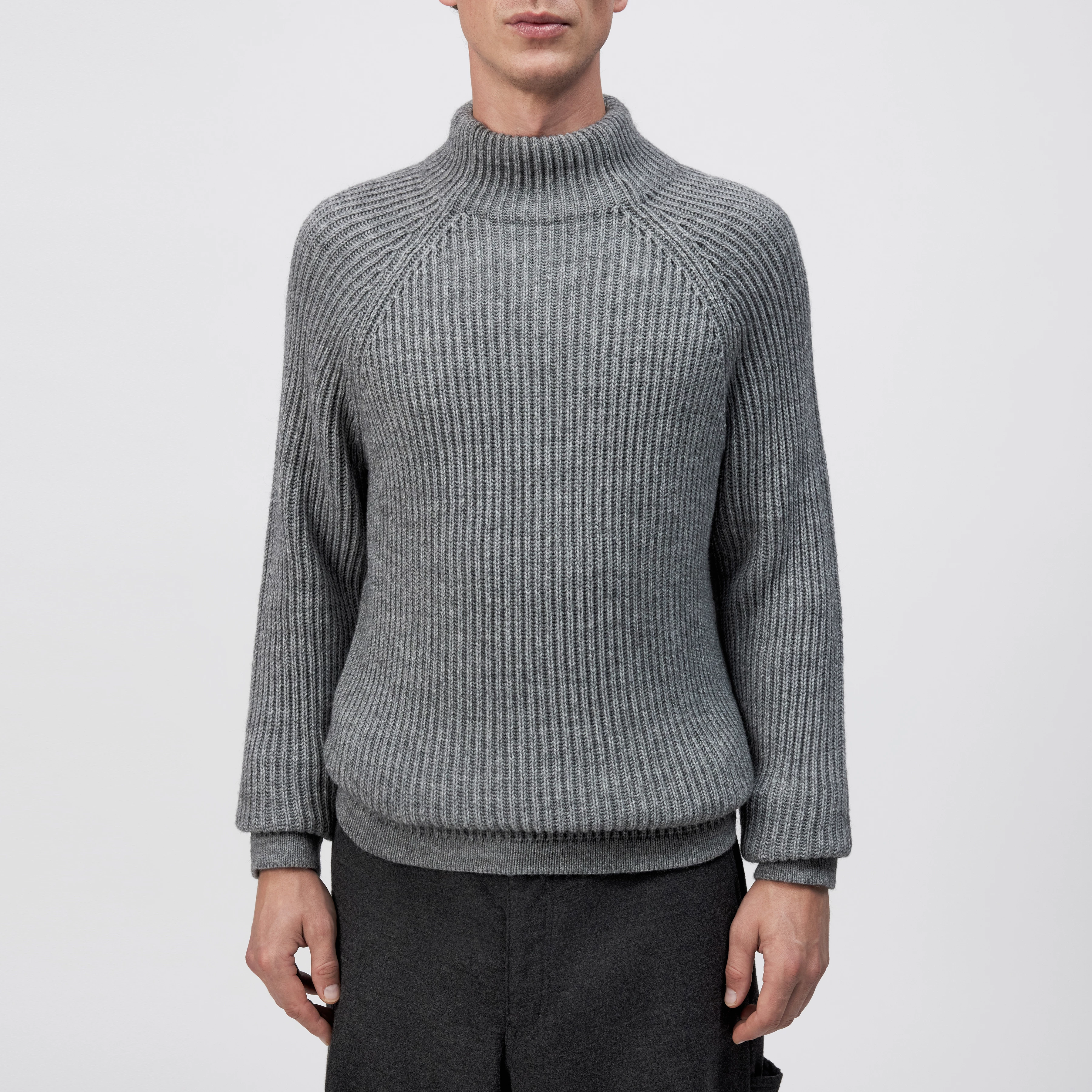 ARVID - Rollkragenpullover in Woll-Alpakamix - Herren - grau - Frontansicht