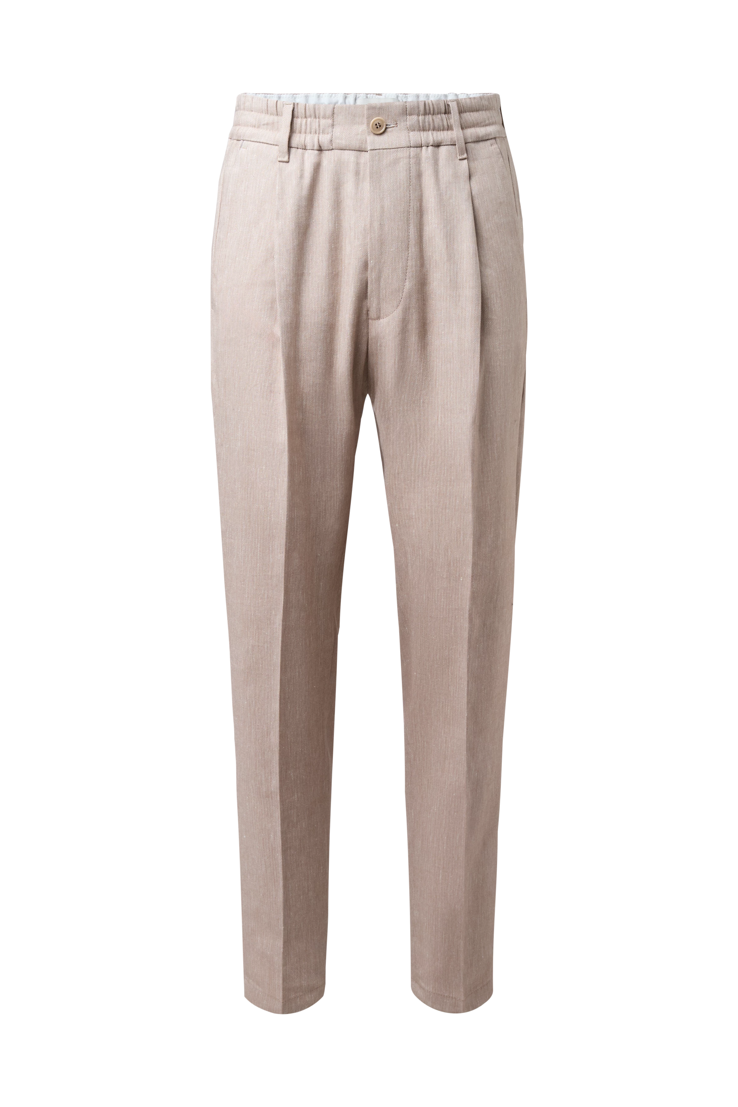 CHASY - Pleated trousers in linen mix - men - beige - Freisteller Frontansicht