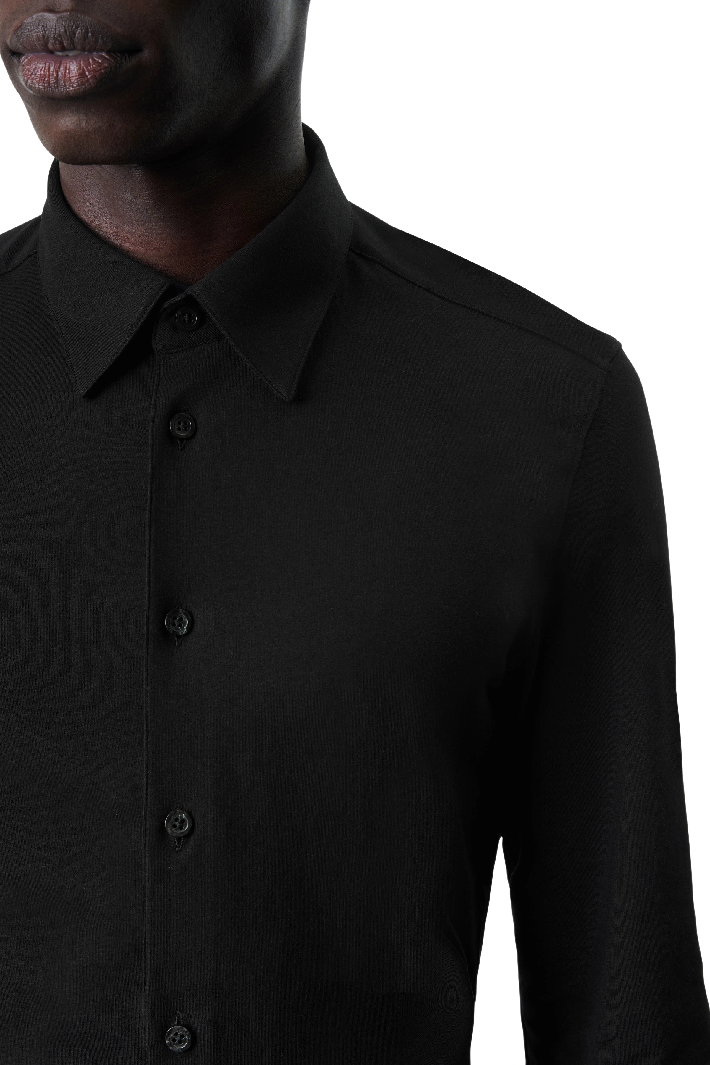 ZED - Classic tight-fit shirt in stretchy jersey - men - Natural Aluminium - Seitenansicht