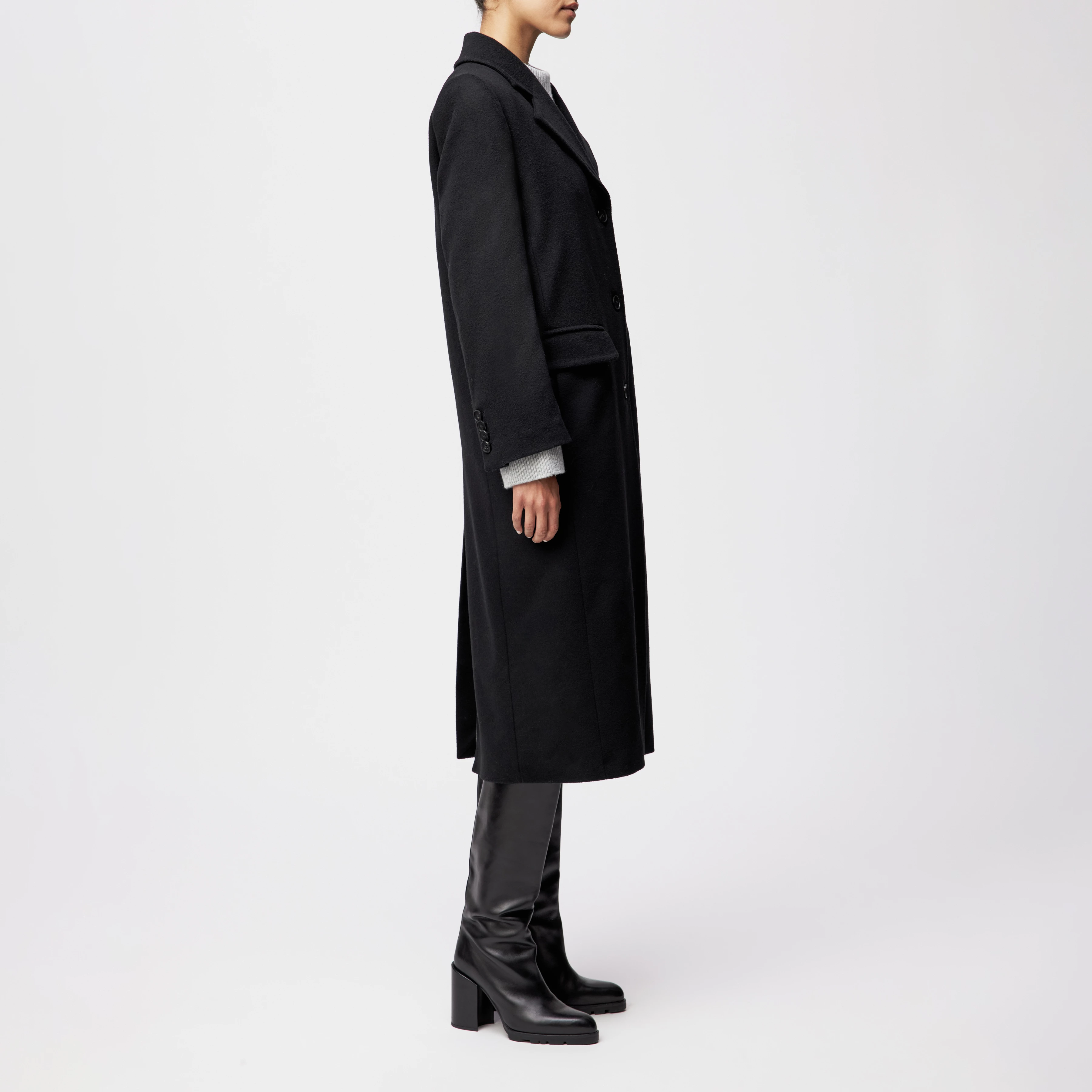 AISBY - Mantel in Kaschmir-Mix - Damen - schwarz - Seitenansicht