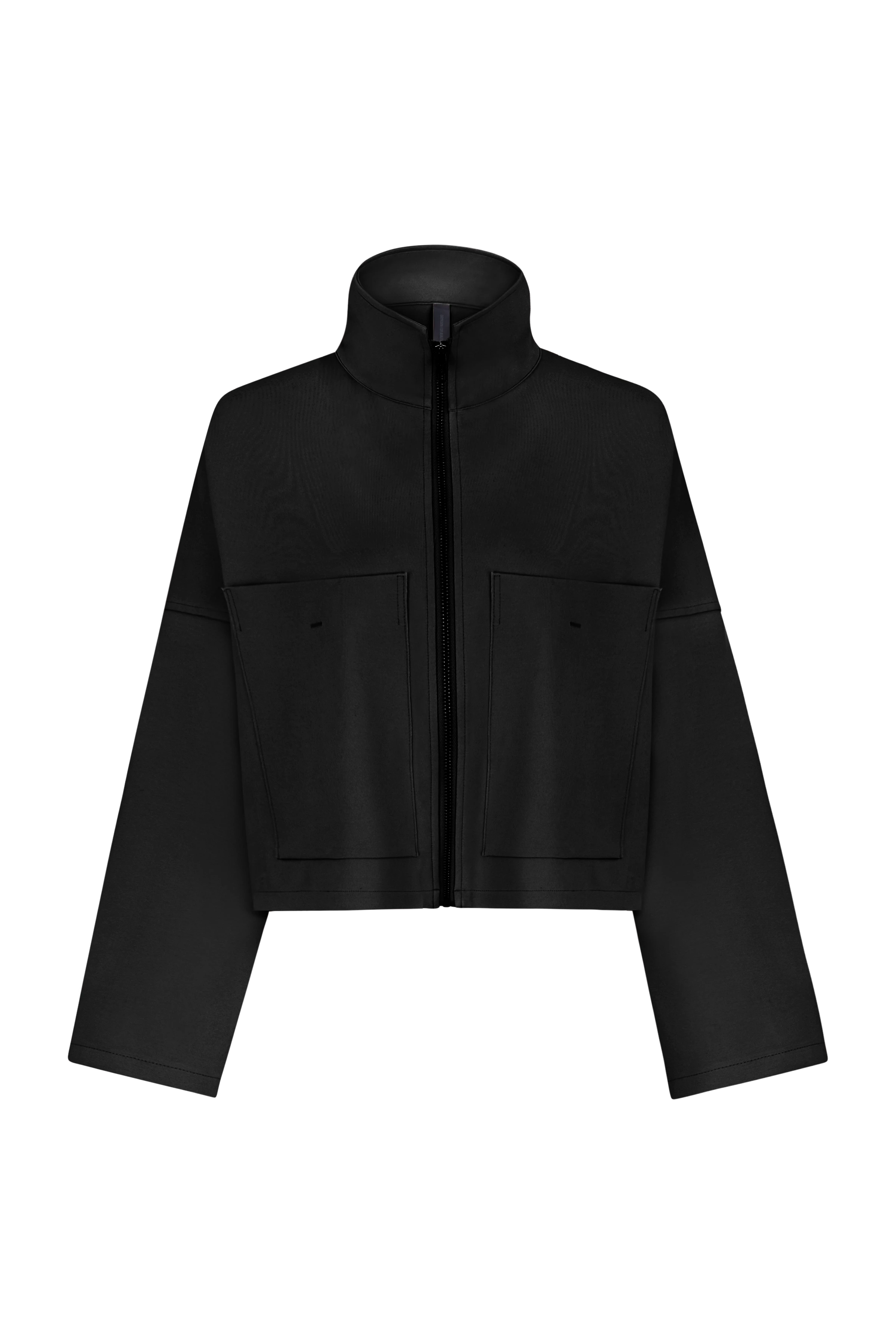 ELSTOW - Grote jas in jersey - dames - zwart - Freisteller Frontansicht