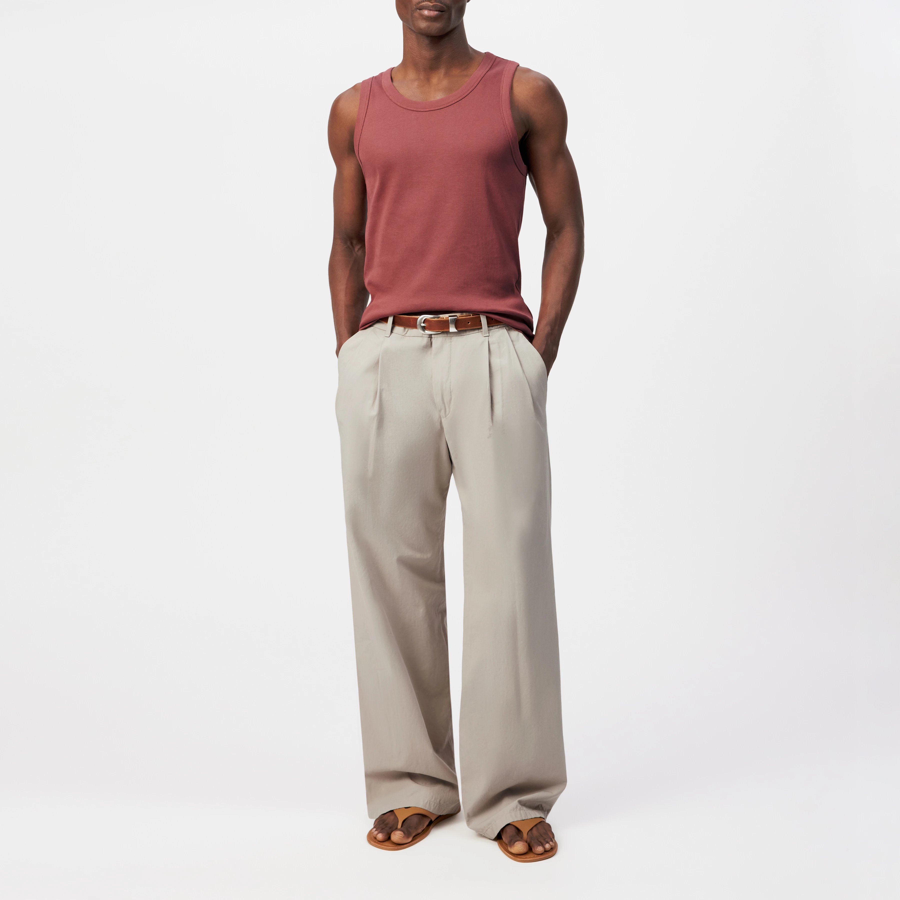 NATHAN - Bodyfitted ribtanktop van katoen - heren - oranje - Ganzkörper-Frontansicht