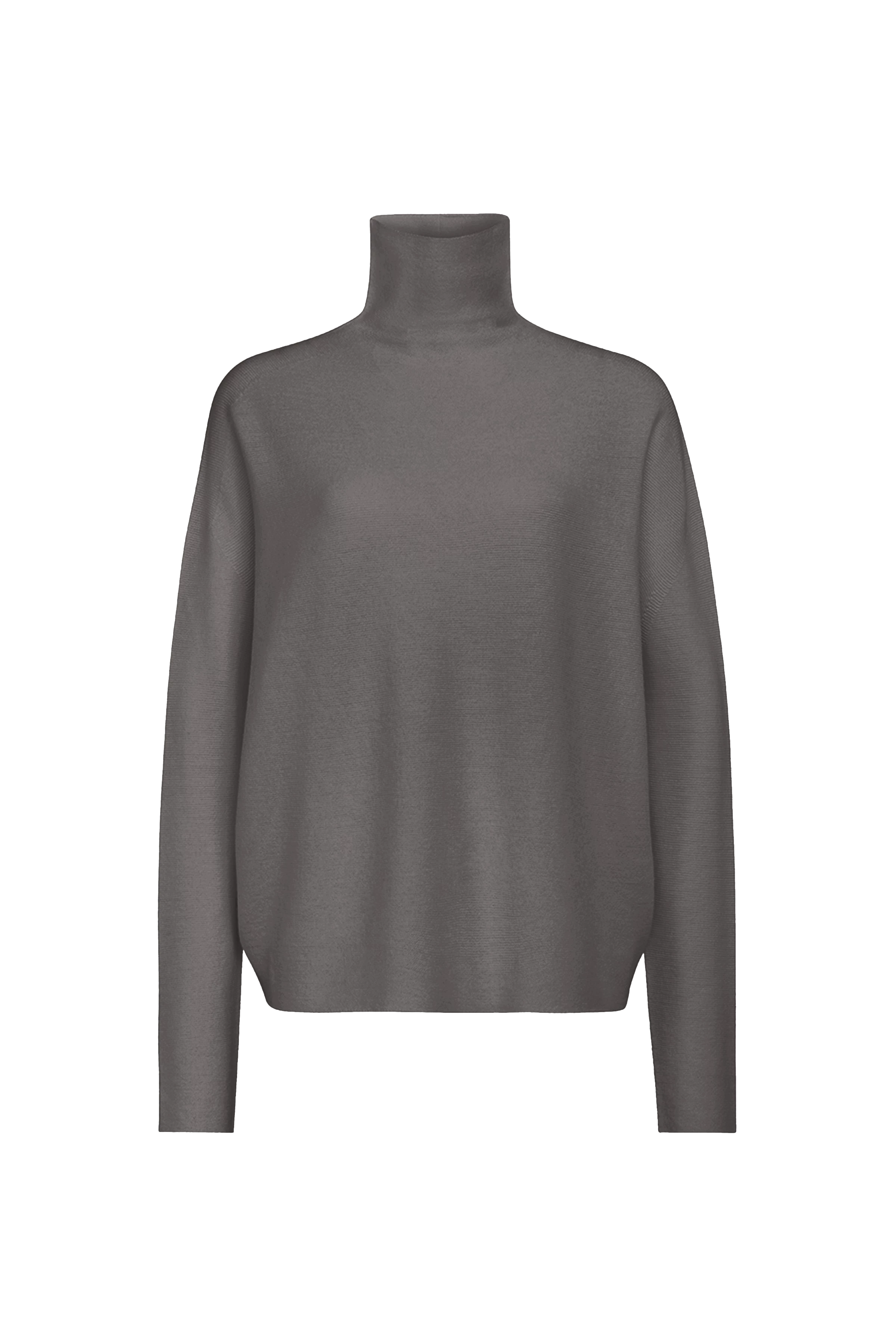 LIORA - Egg-Shape Rollkragenpullover in 100% Merinowolle - Damen - grau - Freisteller Frontansicht