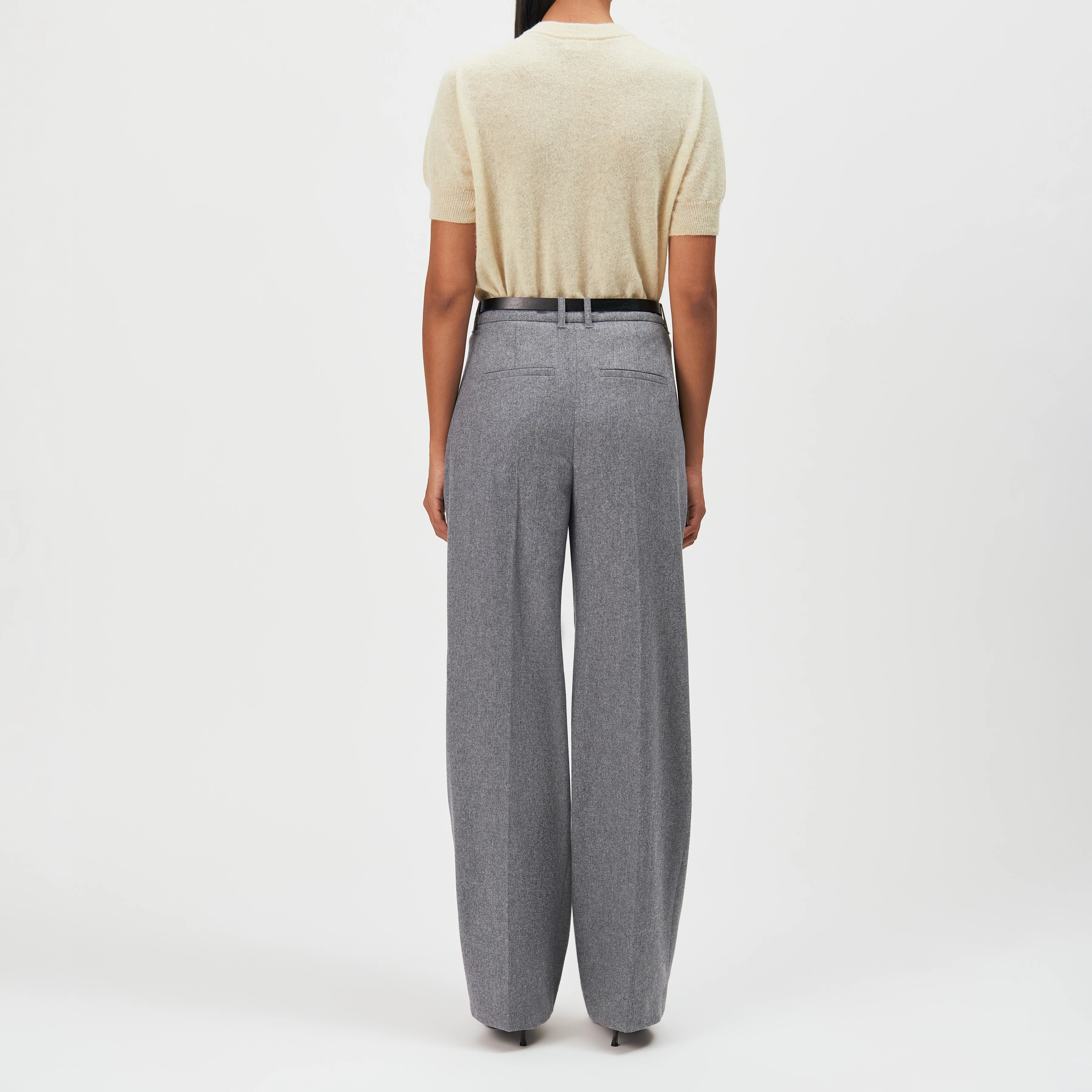 HARDLY - Wide pleat trousers in wool blend - women - grey - Rückansicht