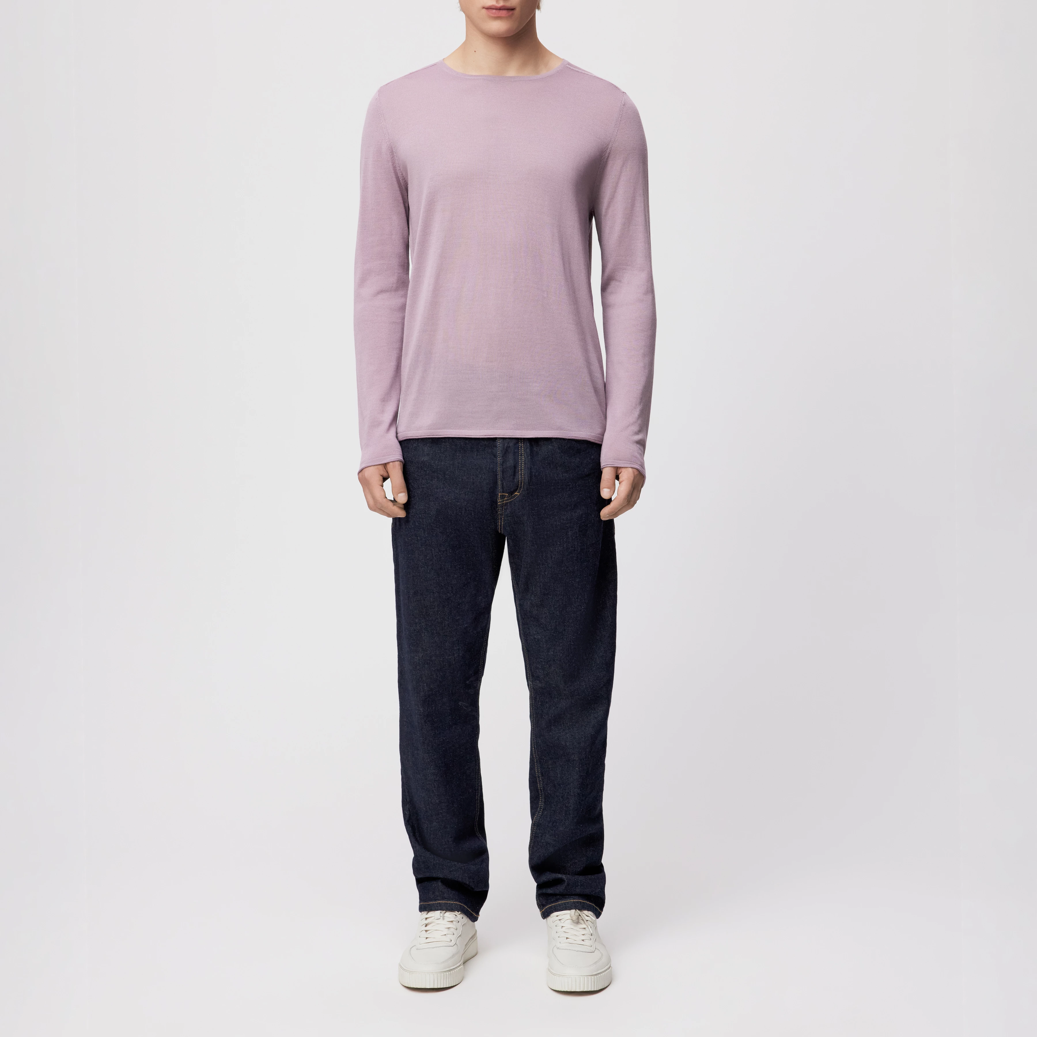 RIKONO - Pull en maille fine de laine mérinos - men - violet - Ganzkörper-Frontansicht