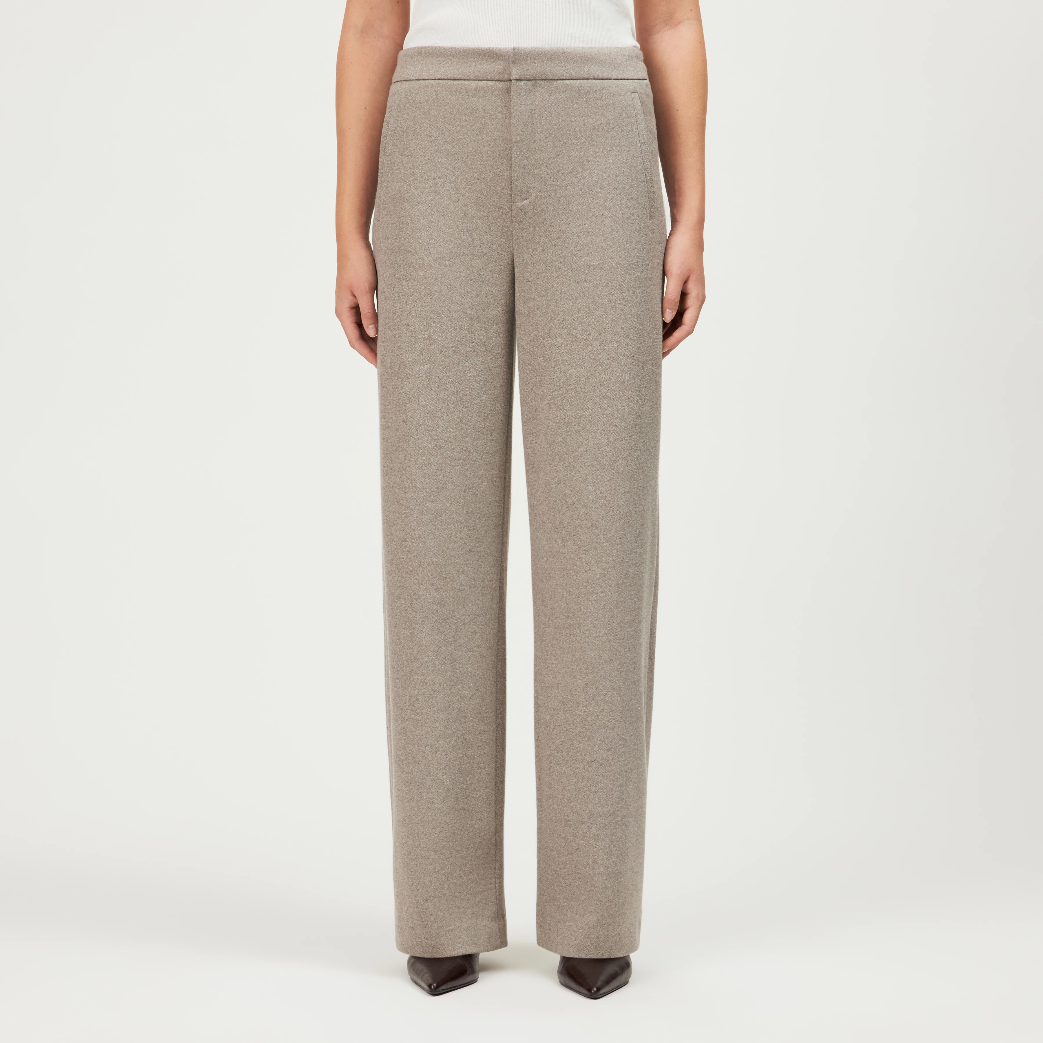 FAE_0 - Pantalon jersey coupe barrel-leg - women - beige - Frontansicht