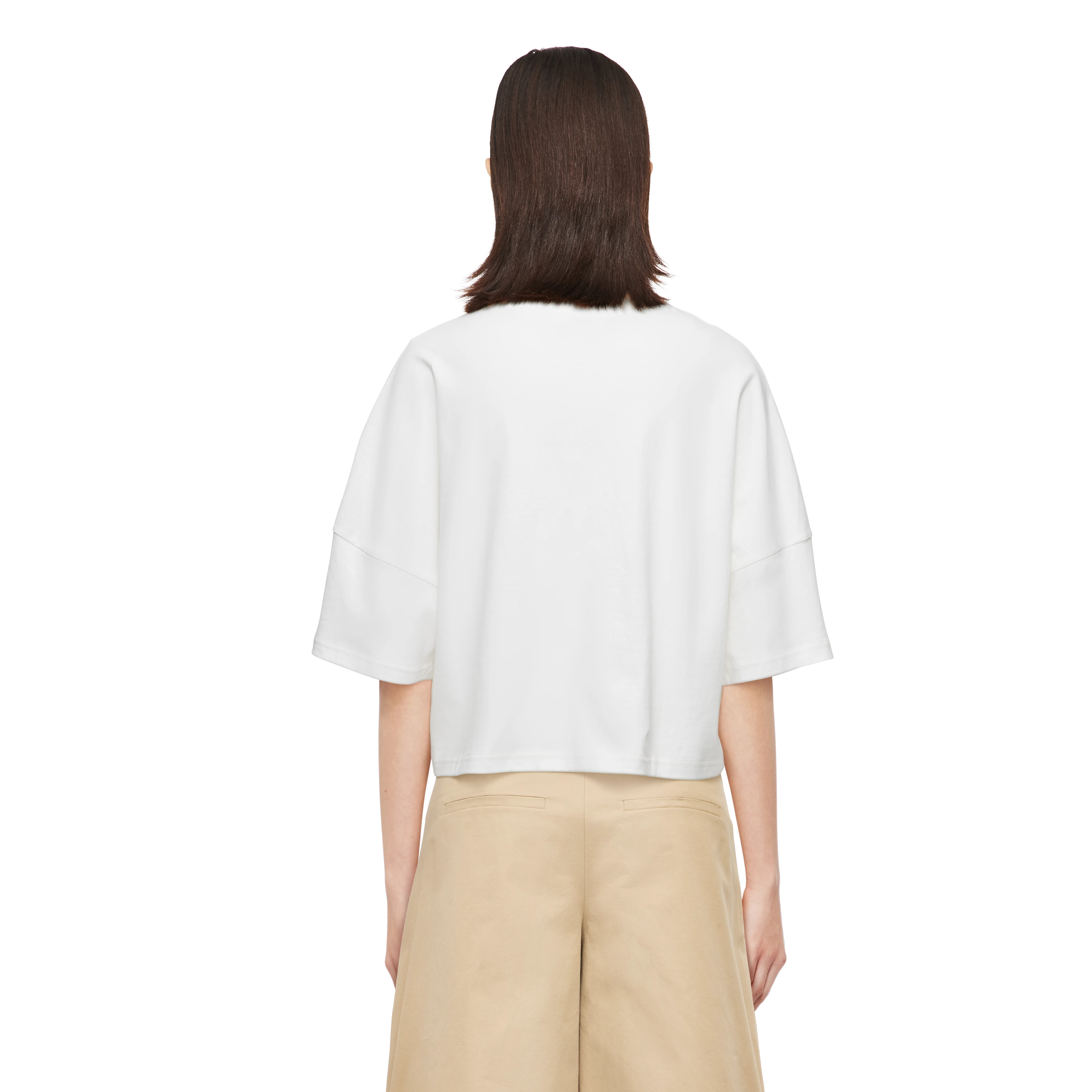 KUSIA - Verkürztes T-Shirt in gewaschener Optik - Damen - off white - Rückansicht