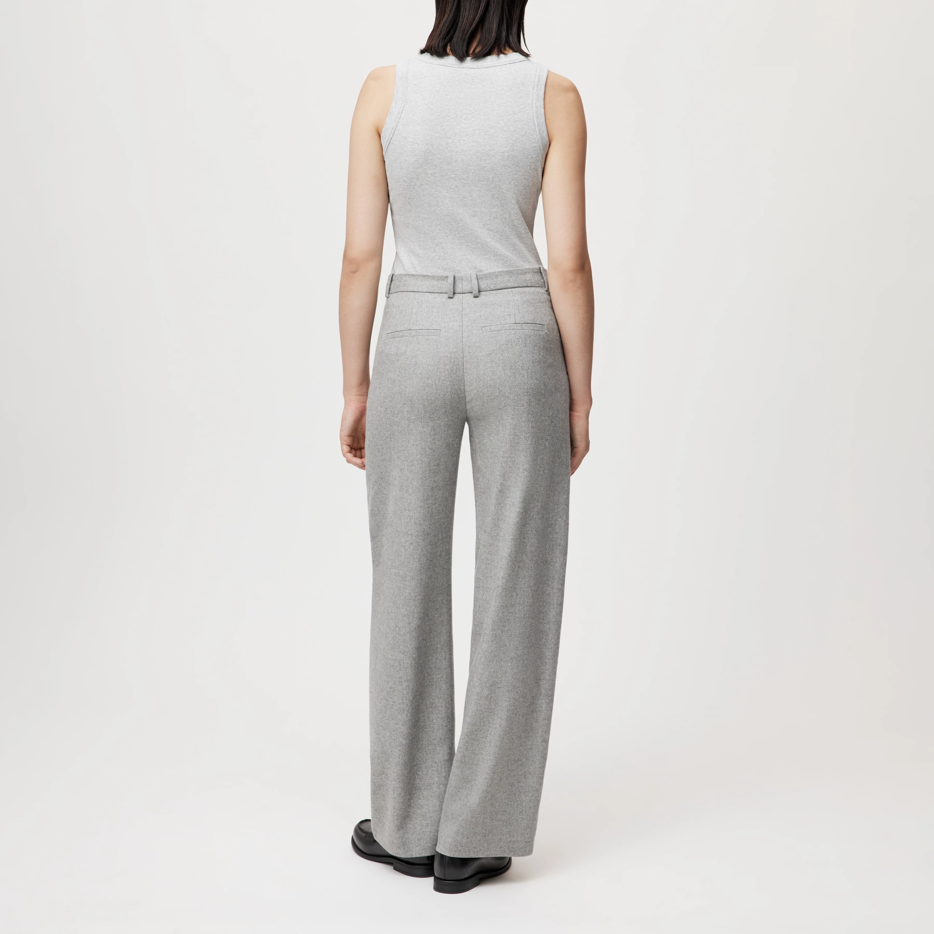 DESK - Trousers with barrel leg in wool blend - women - grey - Rückansicht