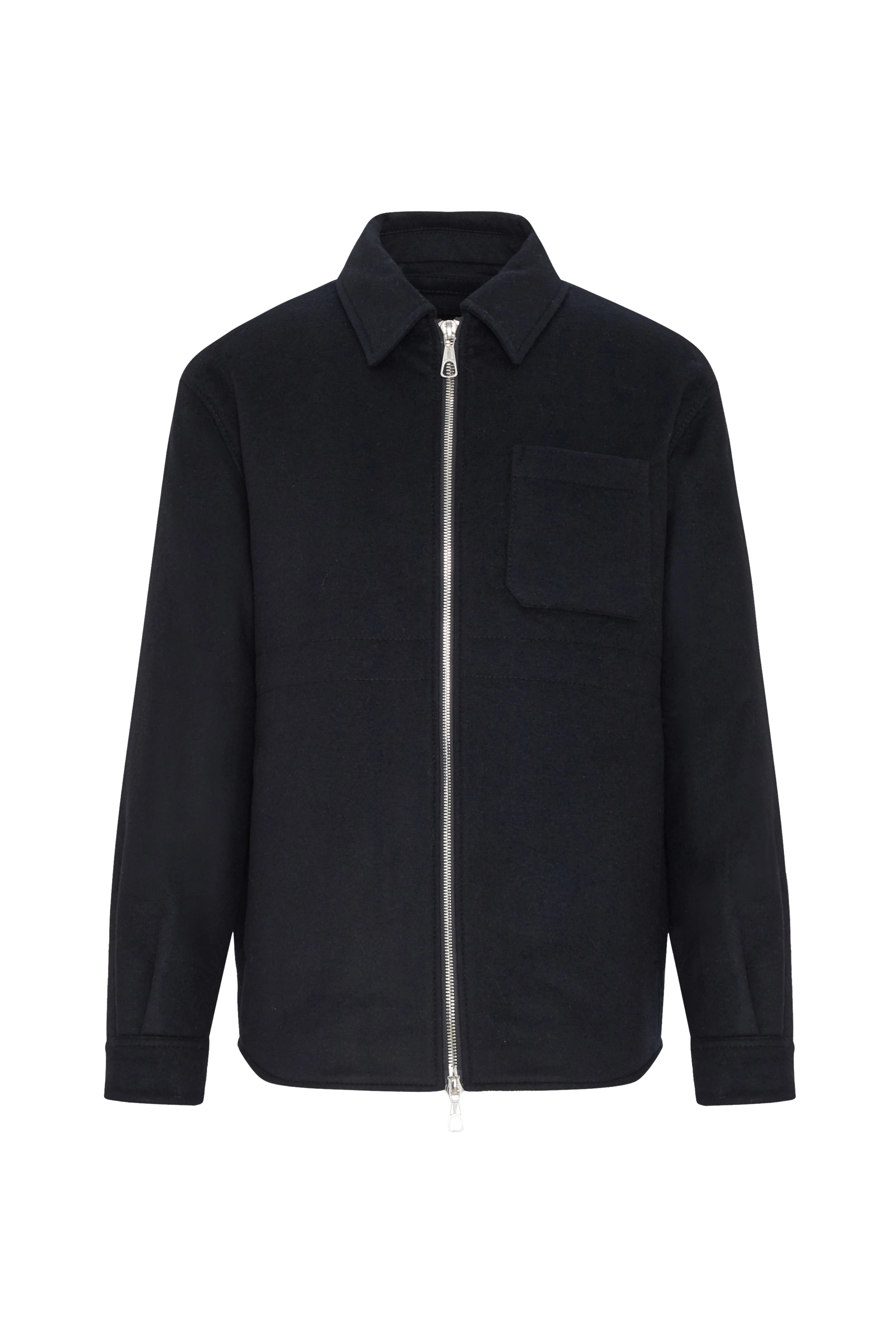 CATANIO - Lässiges Overshirt in meliertem Woll-Flanell - Herren - blau - Freisteller Frontansicht