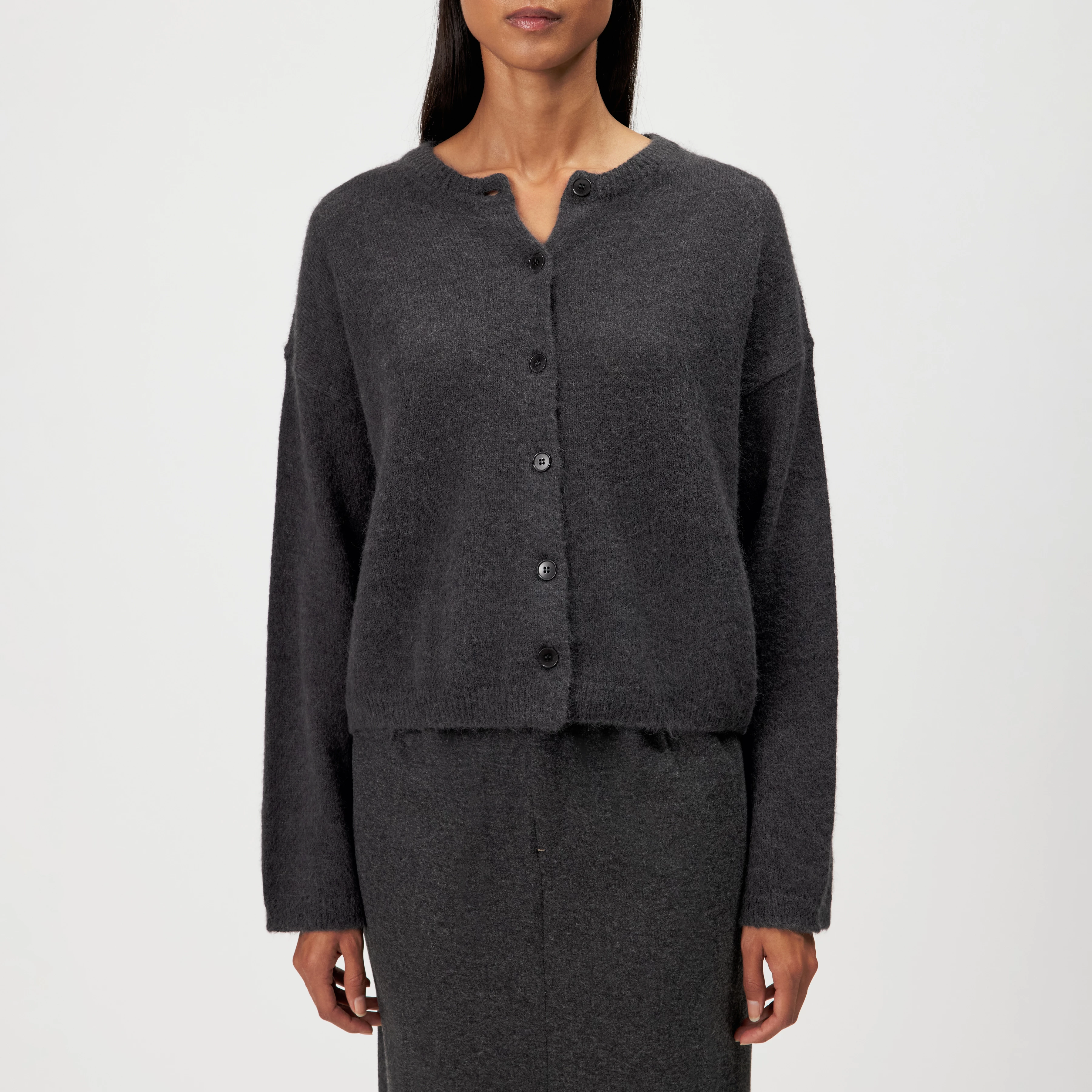 MARWENI - Oversized alpaca-blend cardigan - women - grey - Frontansicht