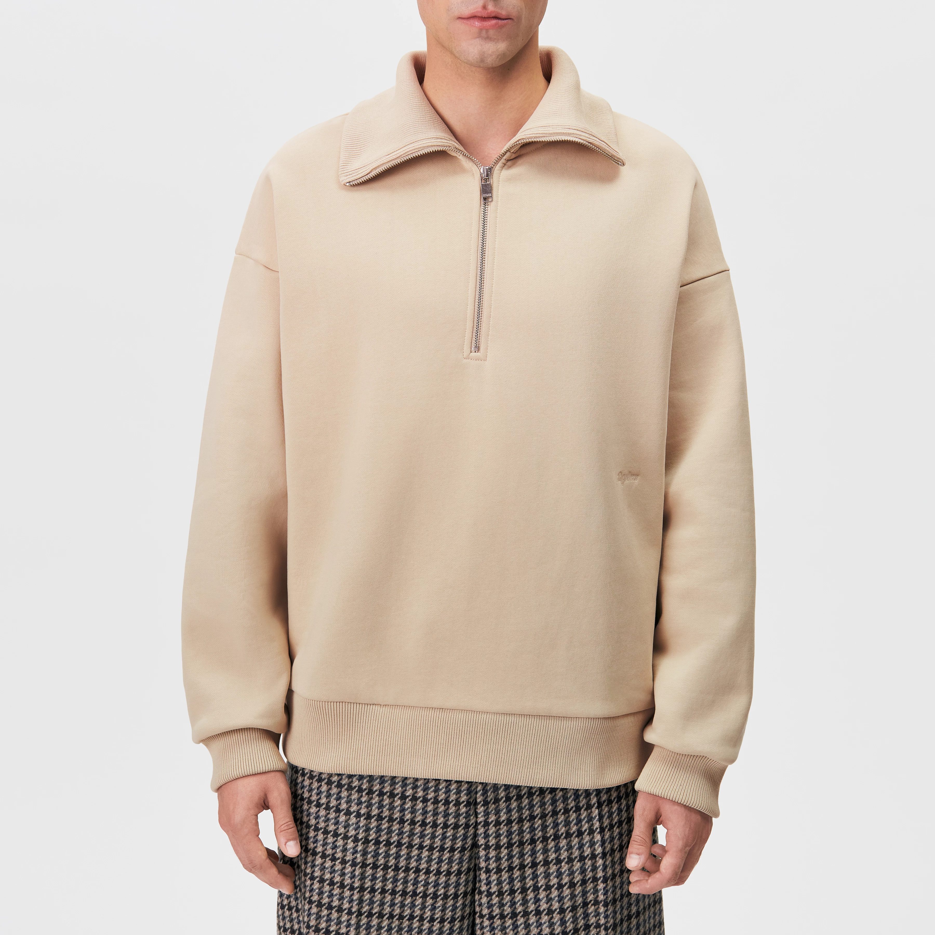 KAILEP - Half-zip troyer sweatshirt in cotton blend - men - beige - Frontansicht