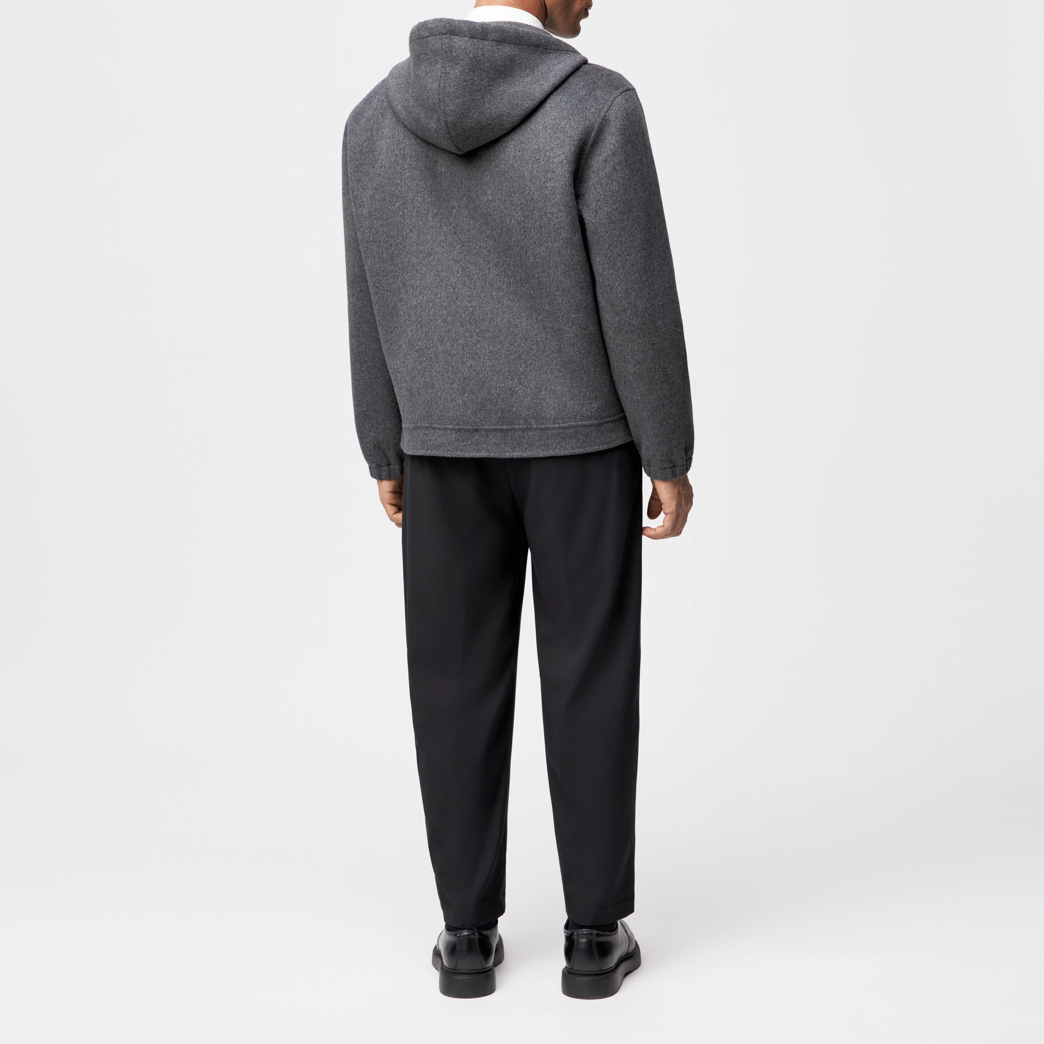 NOLENO - Kapuzenjacke in Woll-Doubleface - Herren - grau - Rückansicht