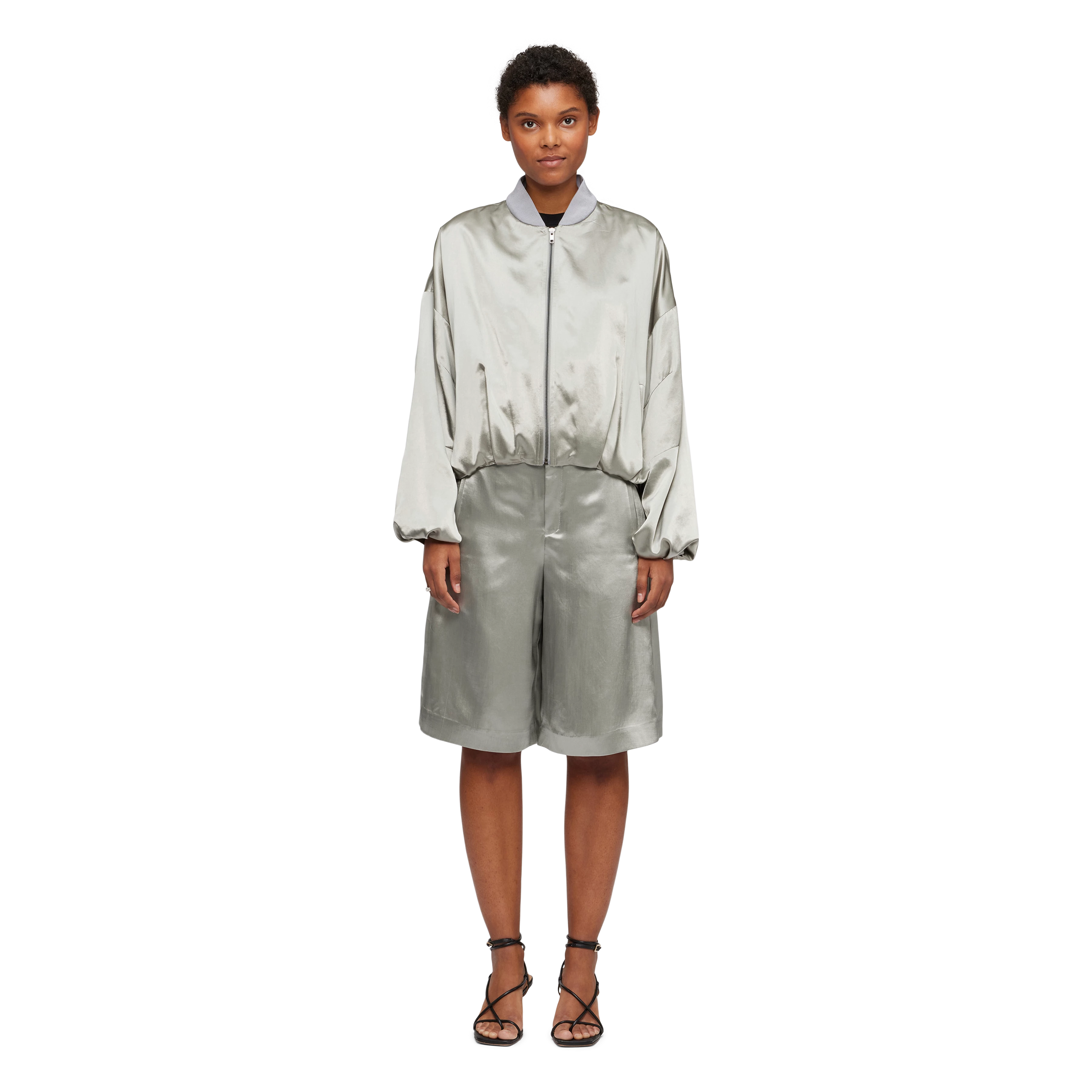 TERRIFY - Bermuda shorts in satin - women - beige - Ganzkörper-Frontansicht