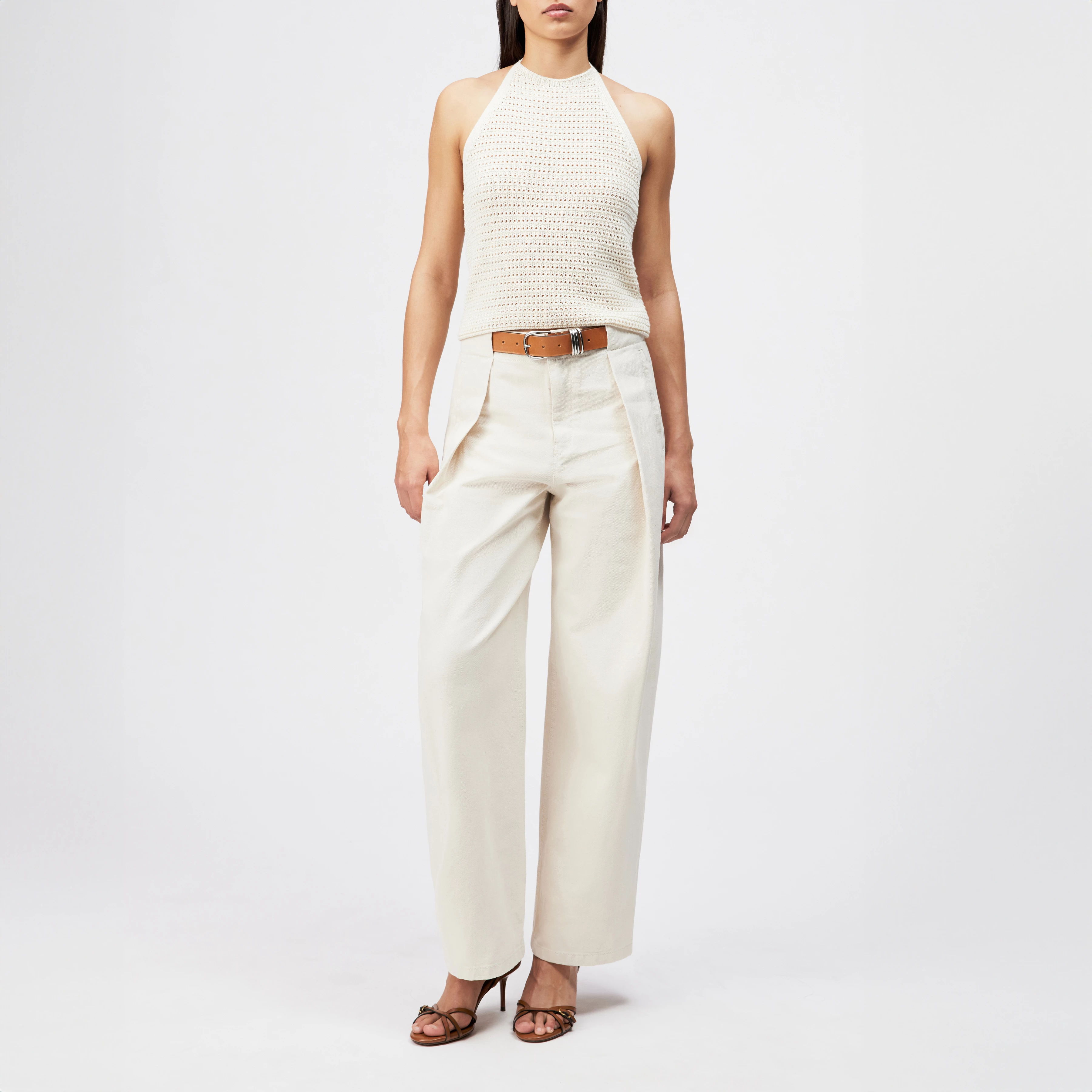 THREW - Tailored trousers in pure cotton - women - metal - Ganzkörper-Frontansicht
