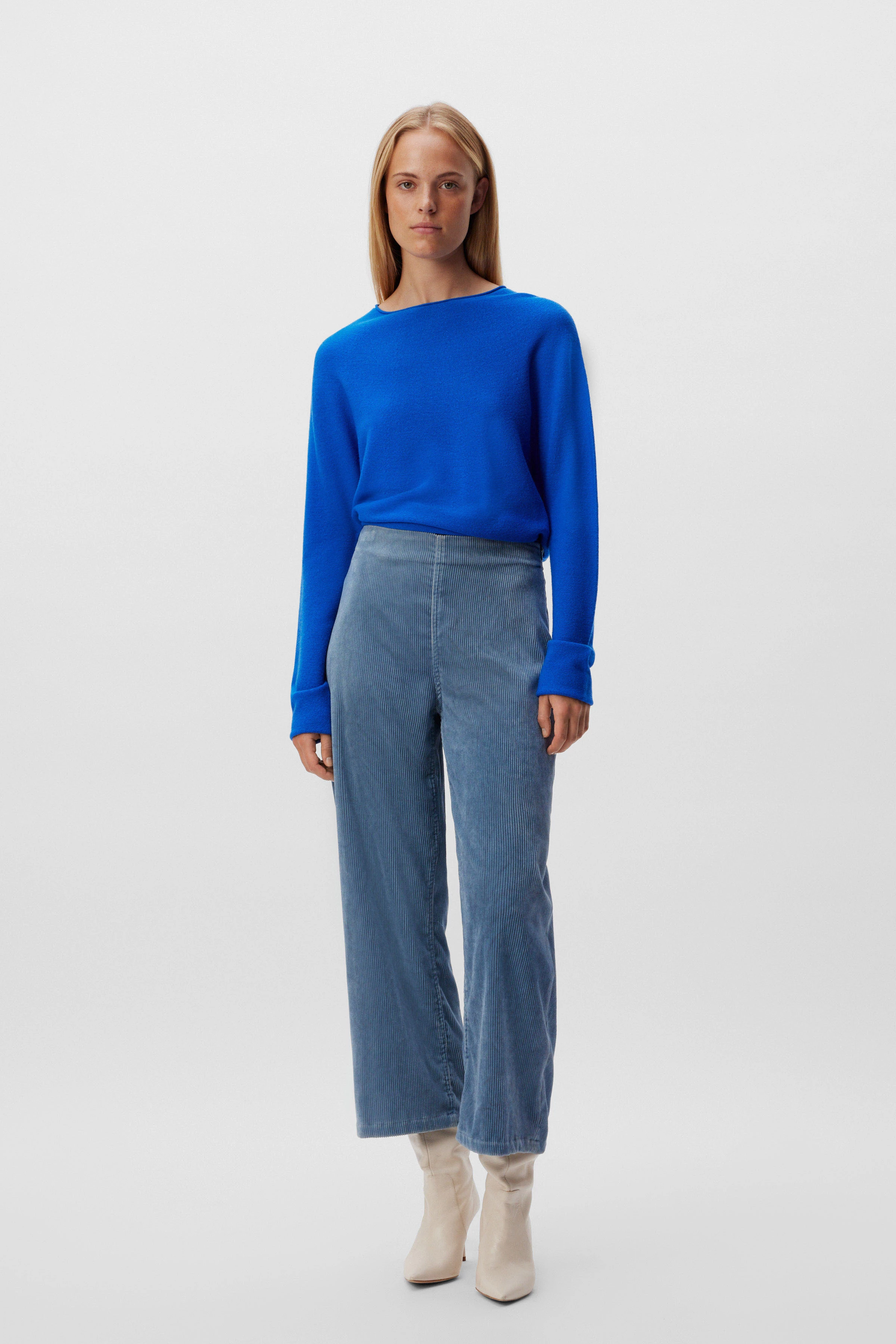 SEAL - corduroy broek met pijp - dames - blauw - Ganzkörper-Frontansicht