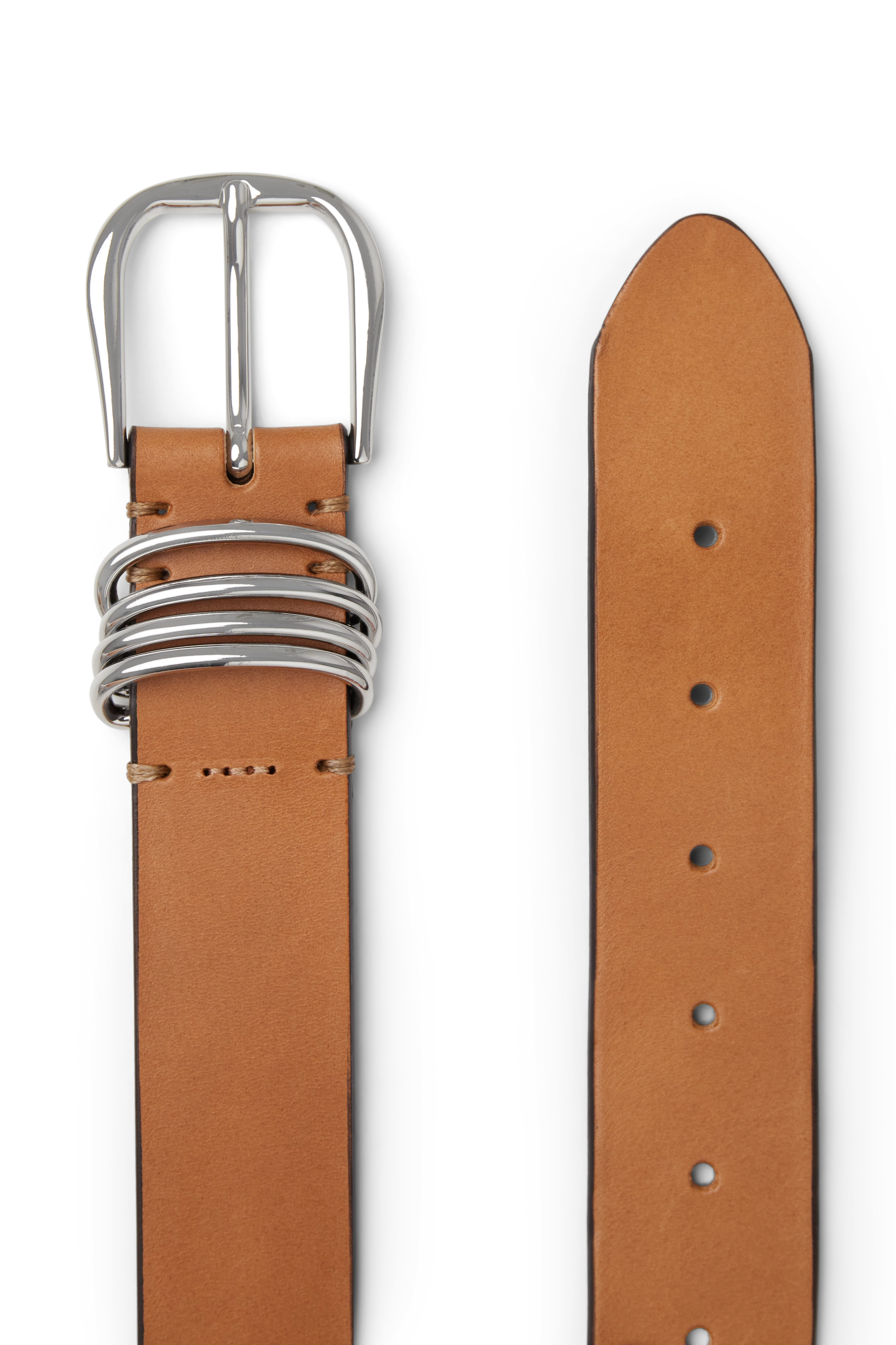 SELION - Leather belt - unisex - brown - Freisteller Detailansicht