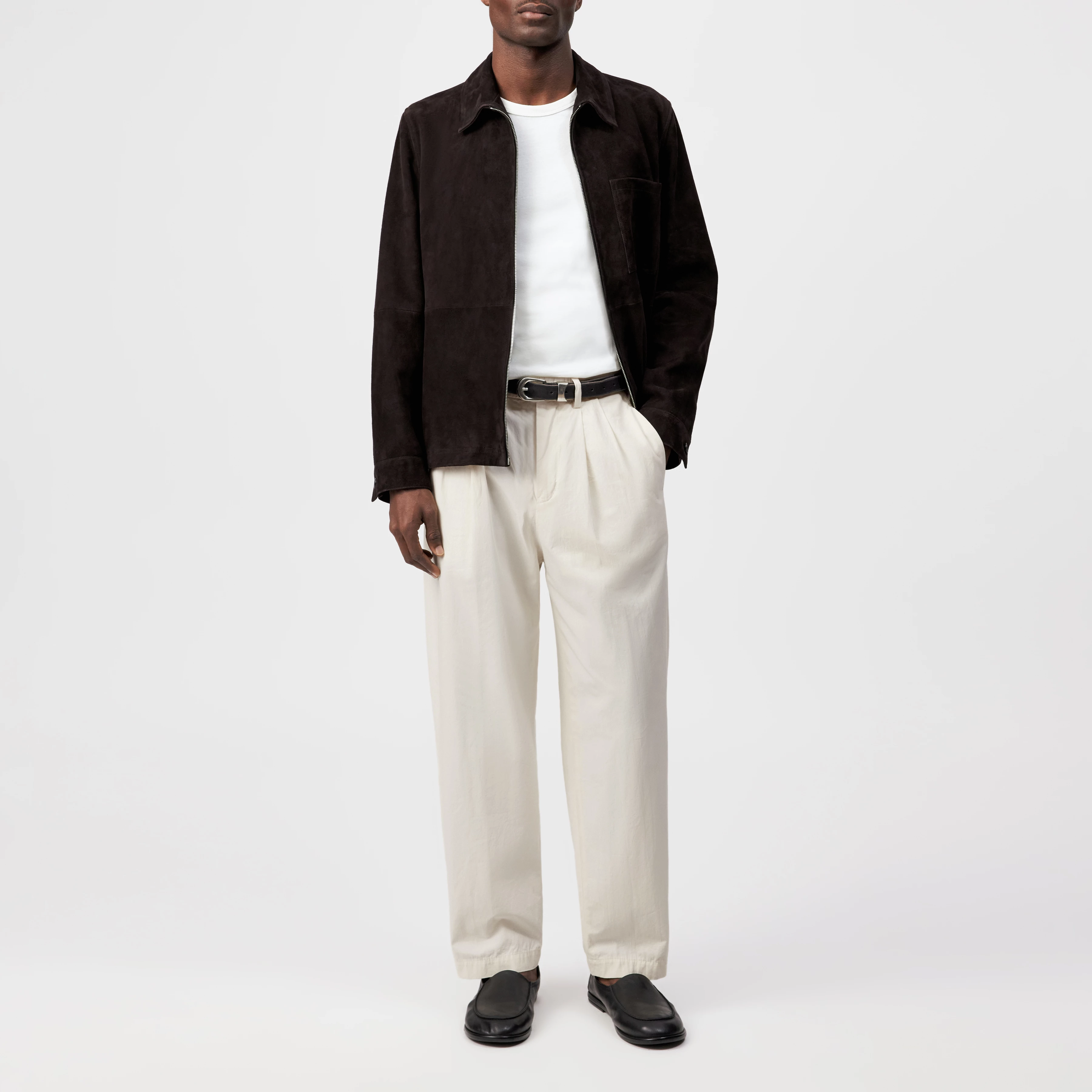 JERSON - Jacket with turn-down collar in suede leather - men - brown - Ganzkörper-Frontansicht