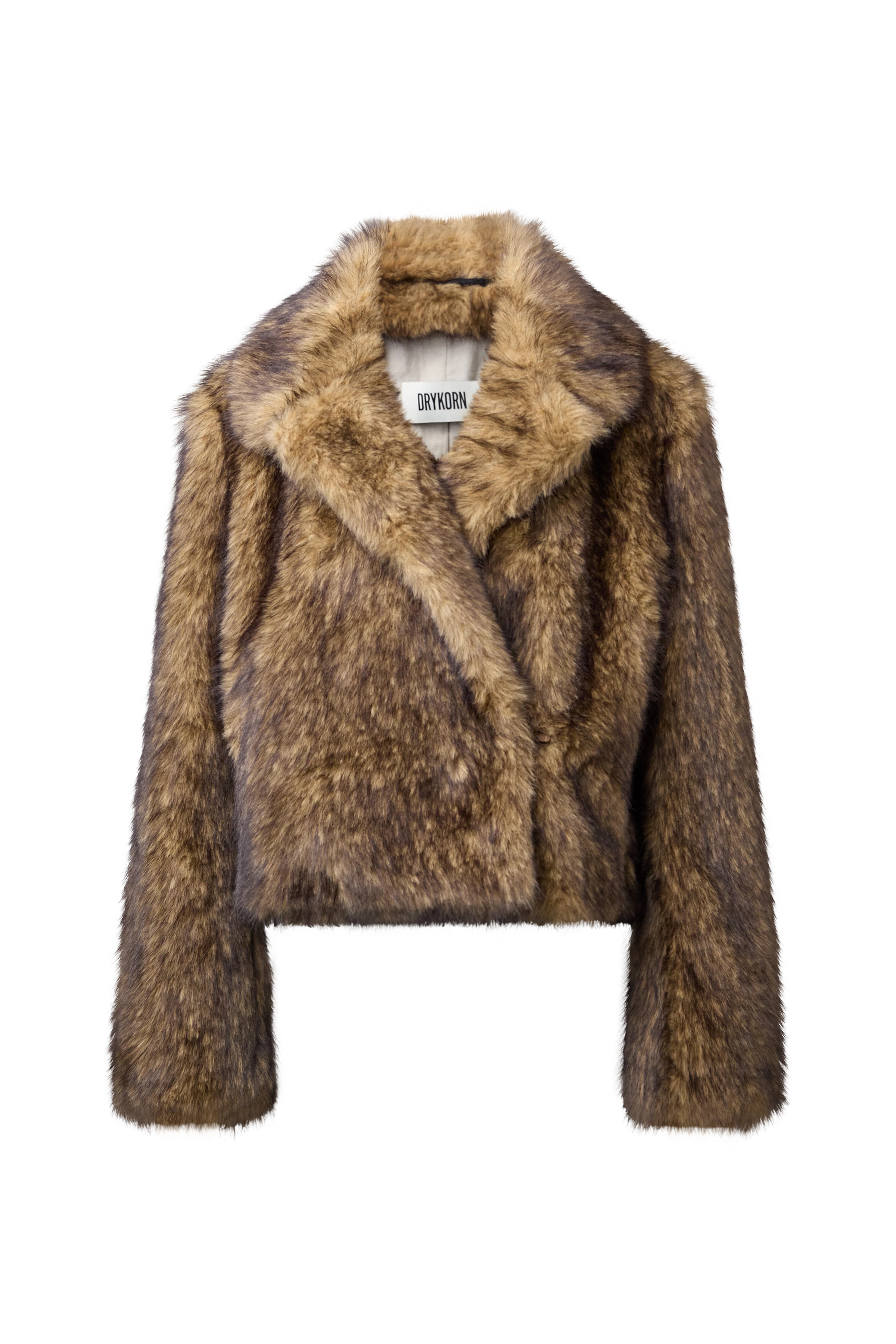ADWELL - Short relaxed fit faux fur jacket - women - brown - Freisteller Frontansicht