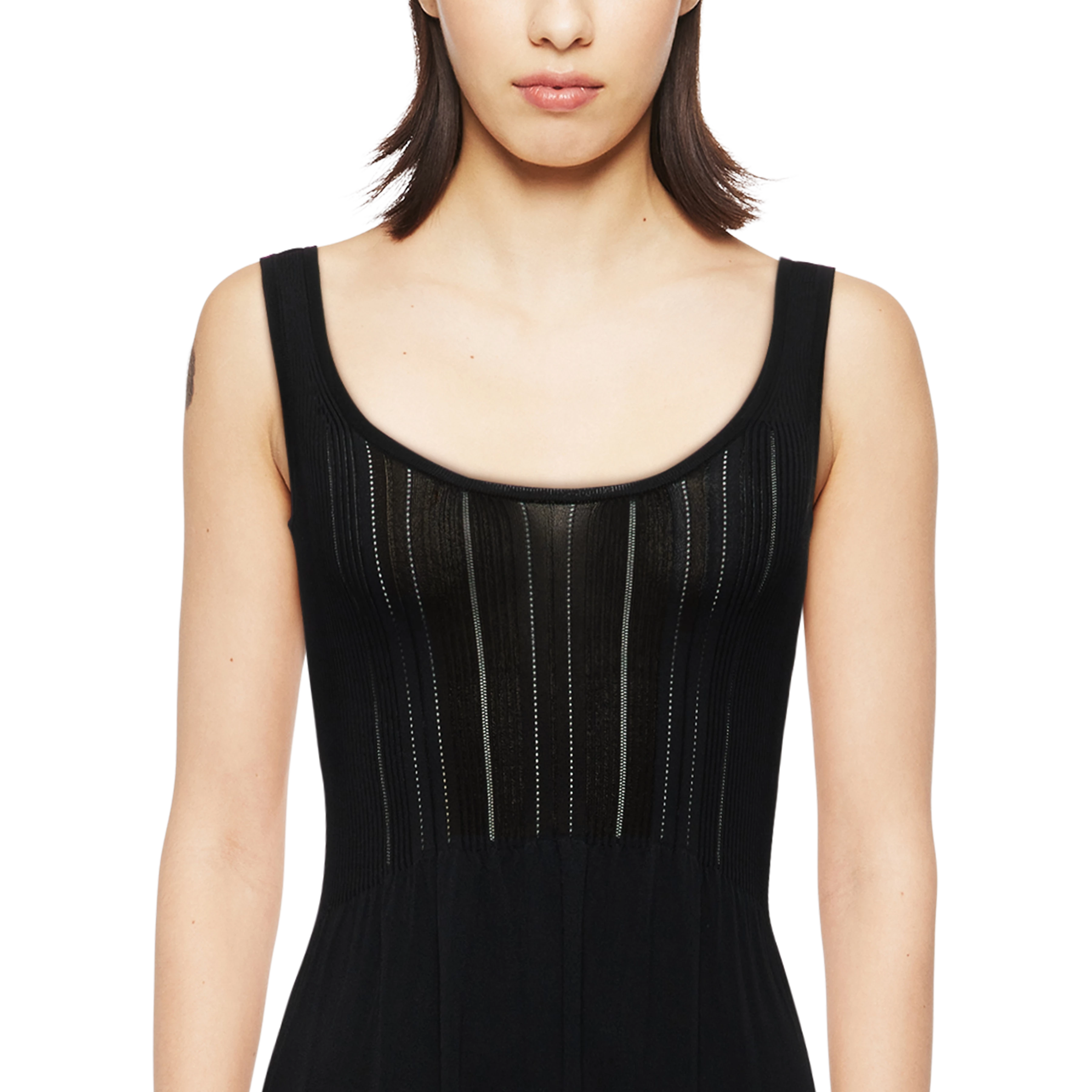 JOSELYN - Strickkleid in Viskose-Mix - Damen - schwarz - Detailansicht am Model