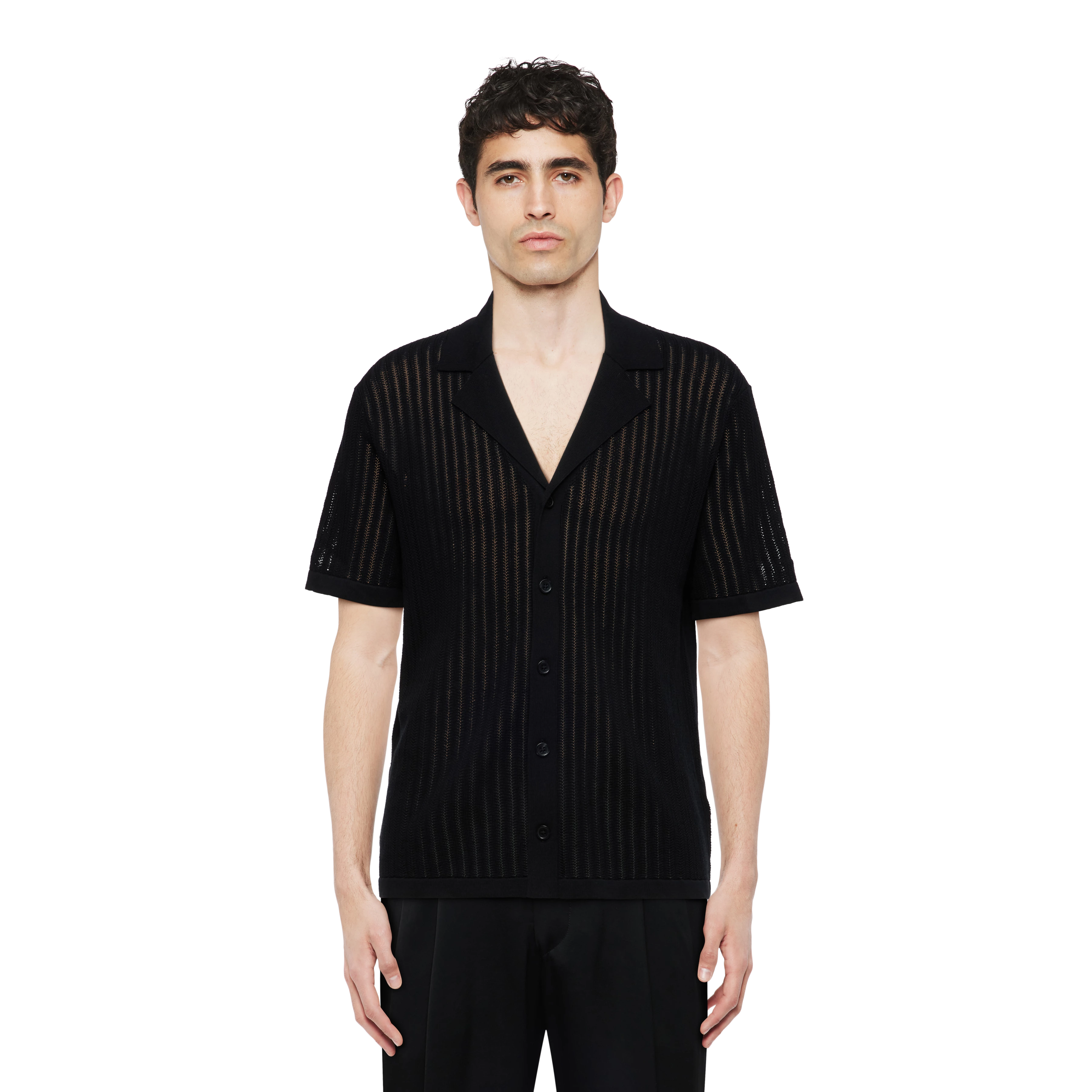 RAY - Strick-Jacke in mercerisierter Baumwolle - Herren - schwarz - Frontansicht