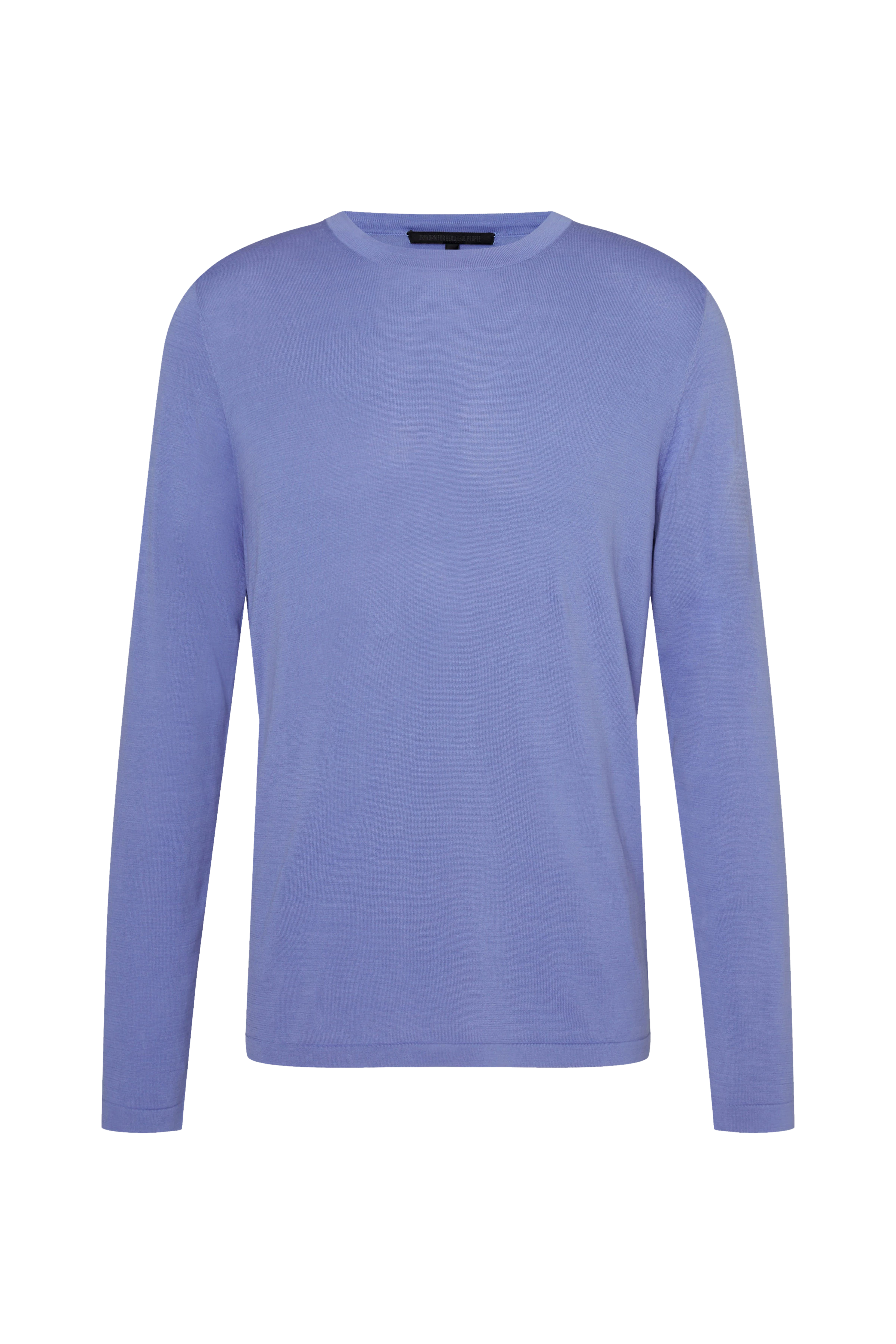IRMINO - Strick Longsleeve in Regular Fit aus merzerisierter Baumwolle - Herren - blau - Freisteller Frontansicht