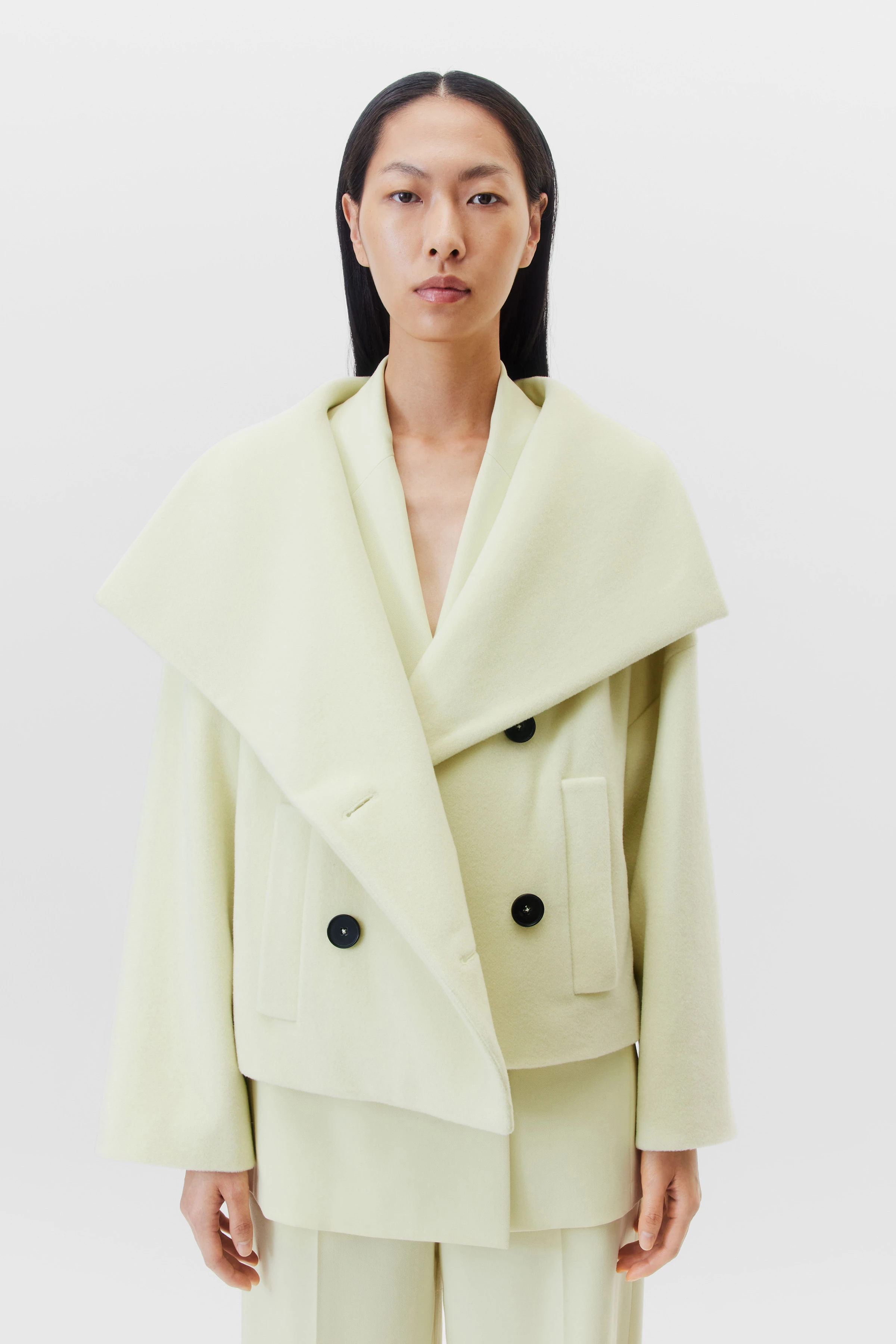 OSTERLY - Cabanjacke in Wollflausch - Damen - gelb - Frontansicht