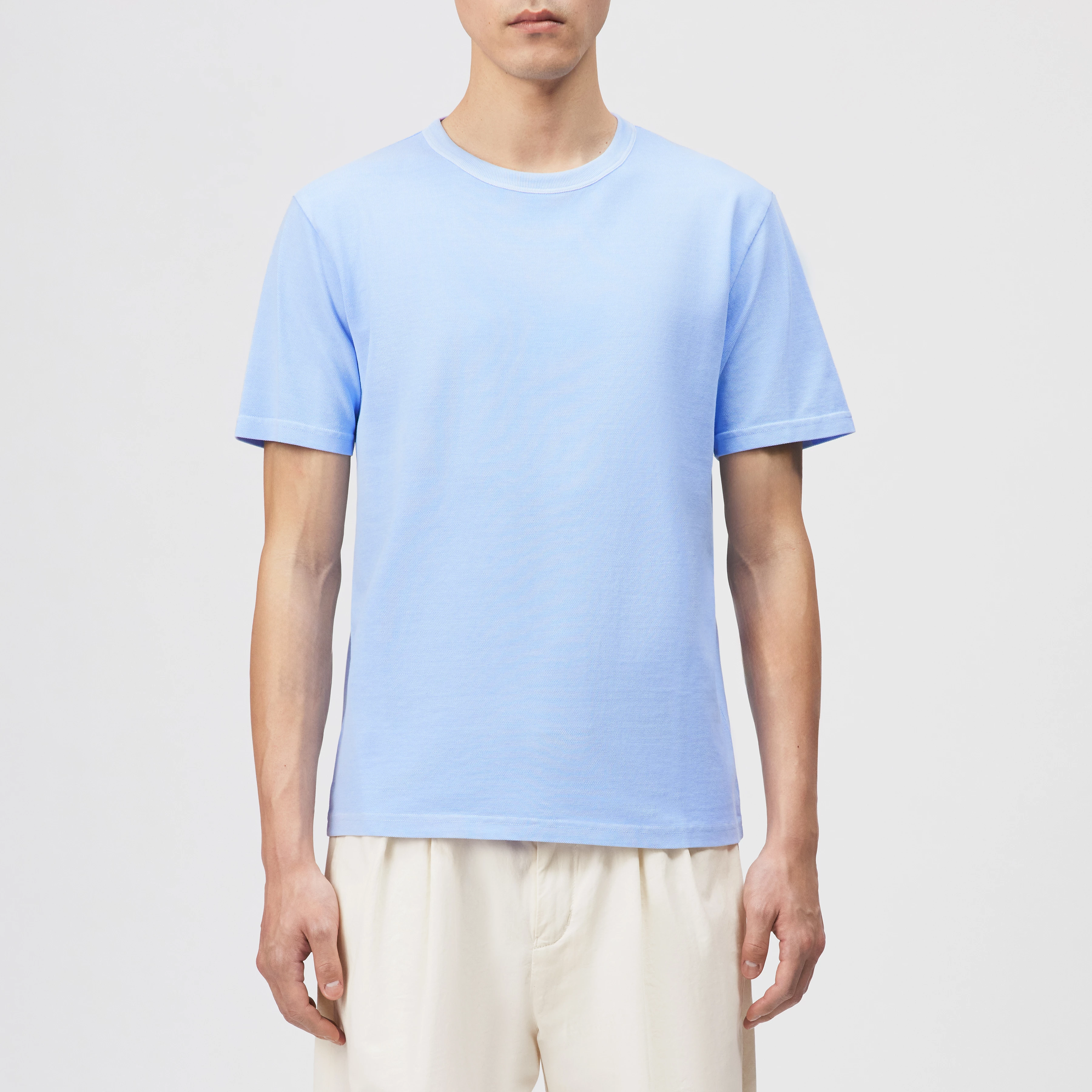 JULIENO - Slim Fit T-Shirt in leichtem Baumwoll-Jersey - Herren - blau - Frontansicht