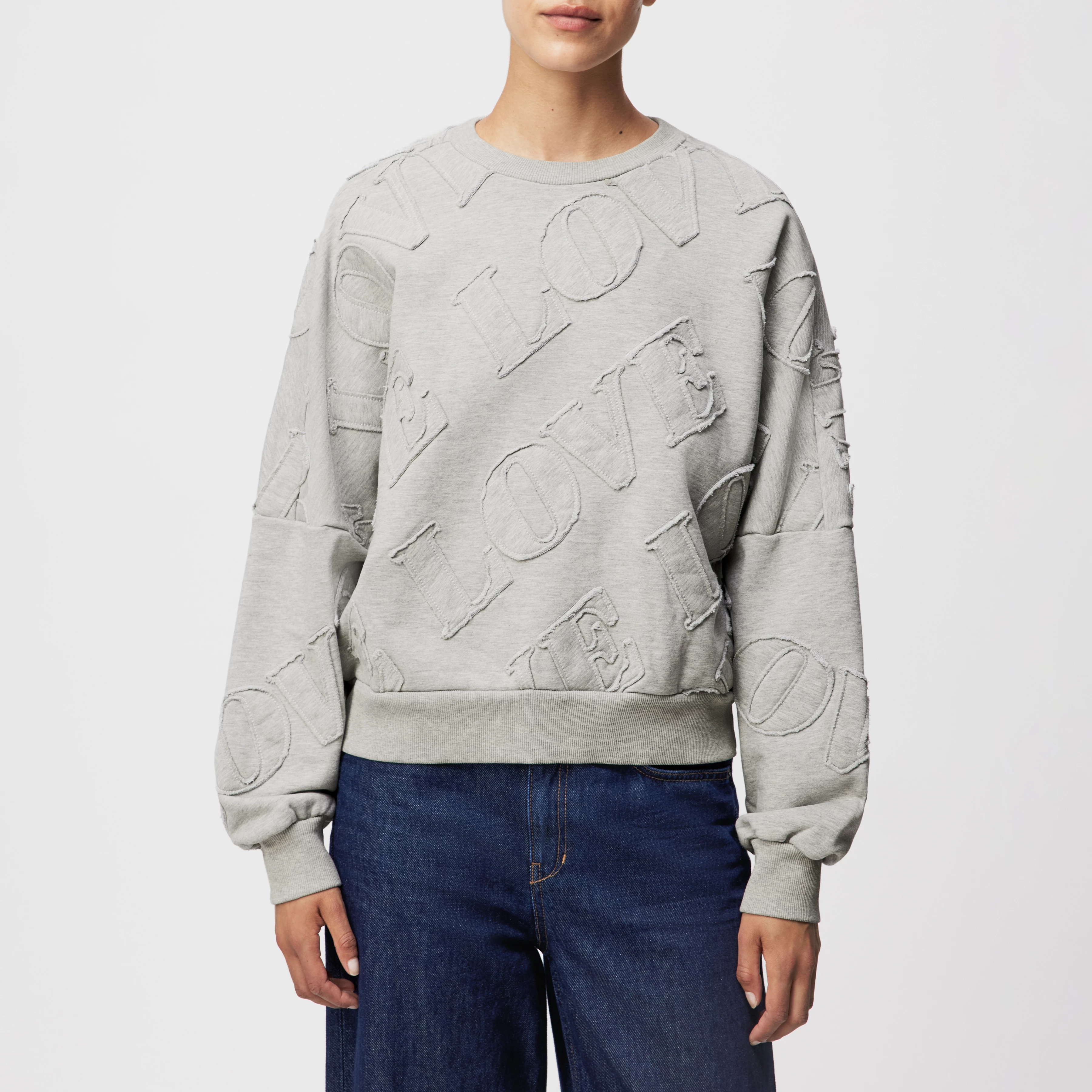 ASTERA_P11 - Oversized Sweatshirt in reiner Baumwolle - Damen - grau - Frontansicht
