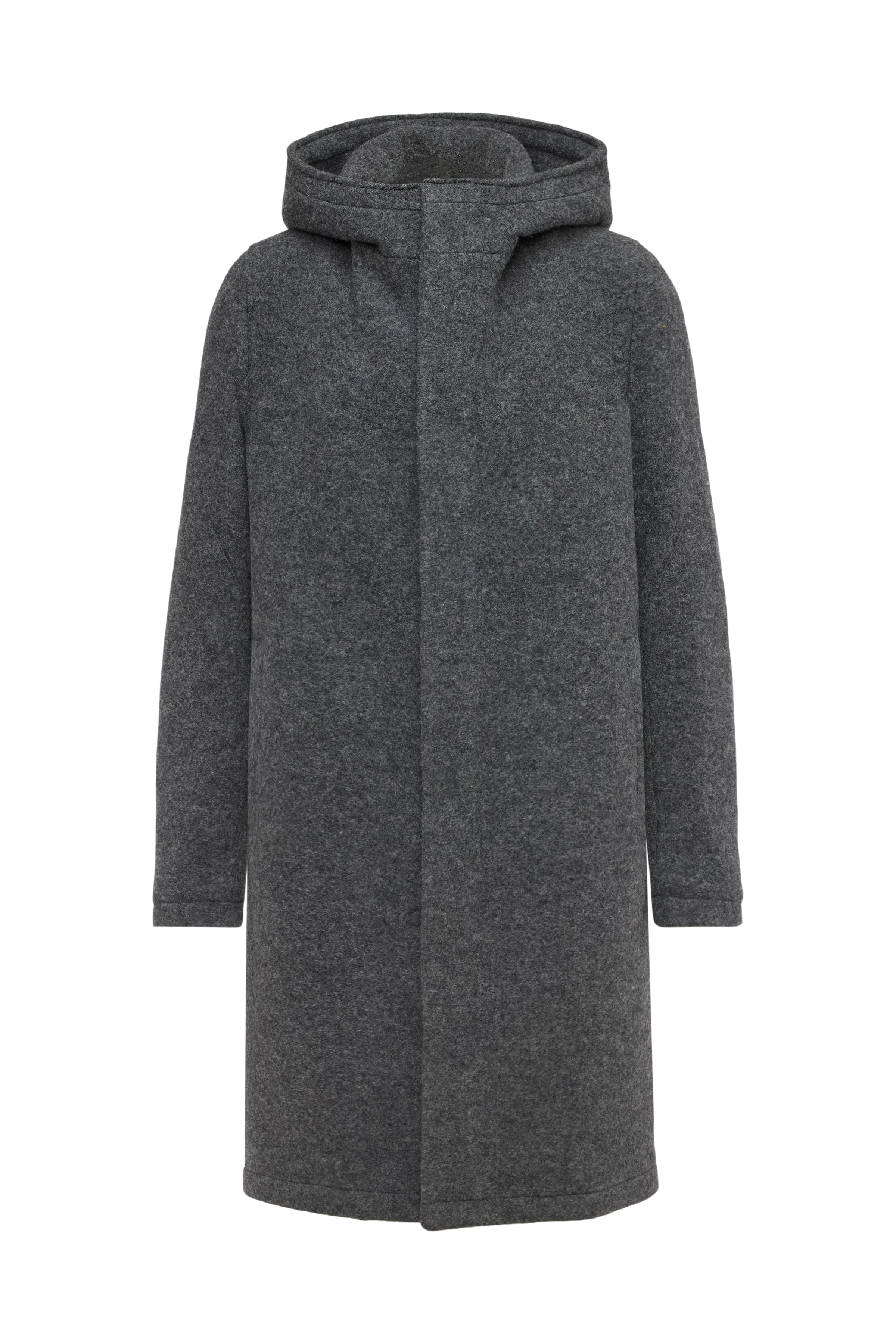 NAUKANO - Mantel mit Kapuze in Wolle - Herren - grau - Freisteller Frontansicht