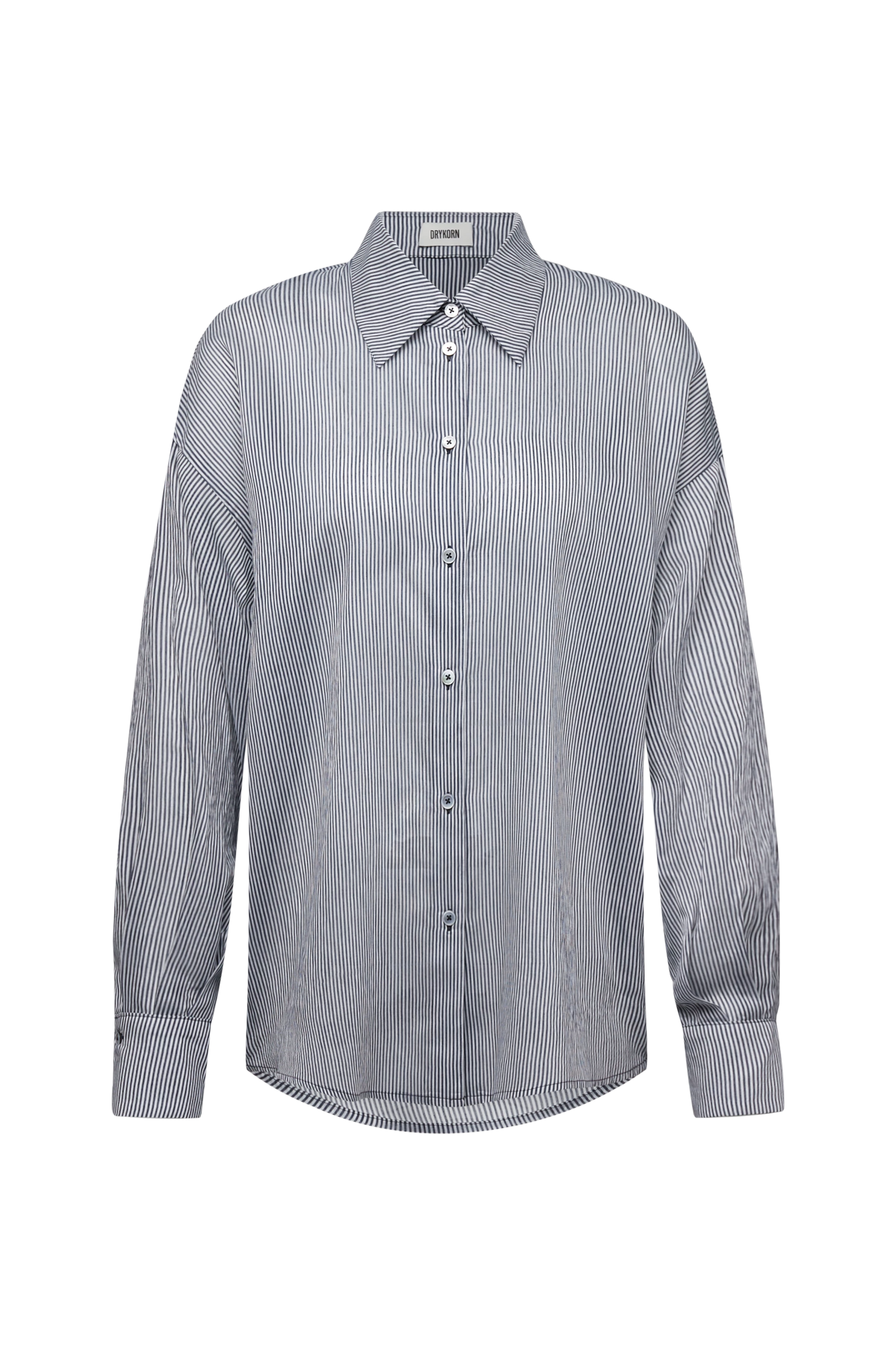 LYNDARA - Casual shirt blouse, quality stripe design. - women - blue - Freisteller Frontansicht