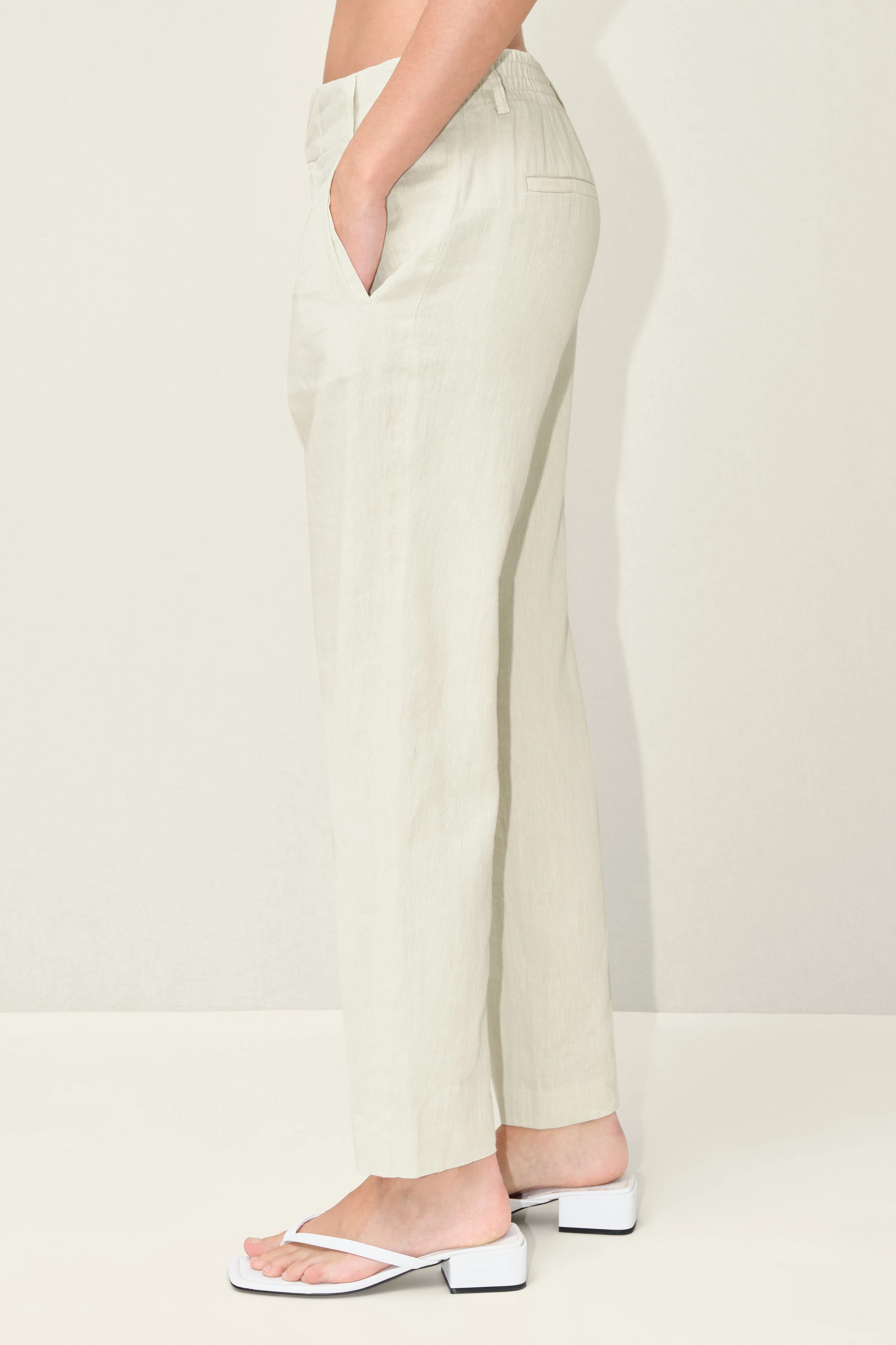DISPATCH_0 - Bundfaltenhose aus Baumwoll-Leinen-Mix - Damen - off white - Seitenansicht