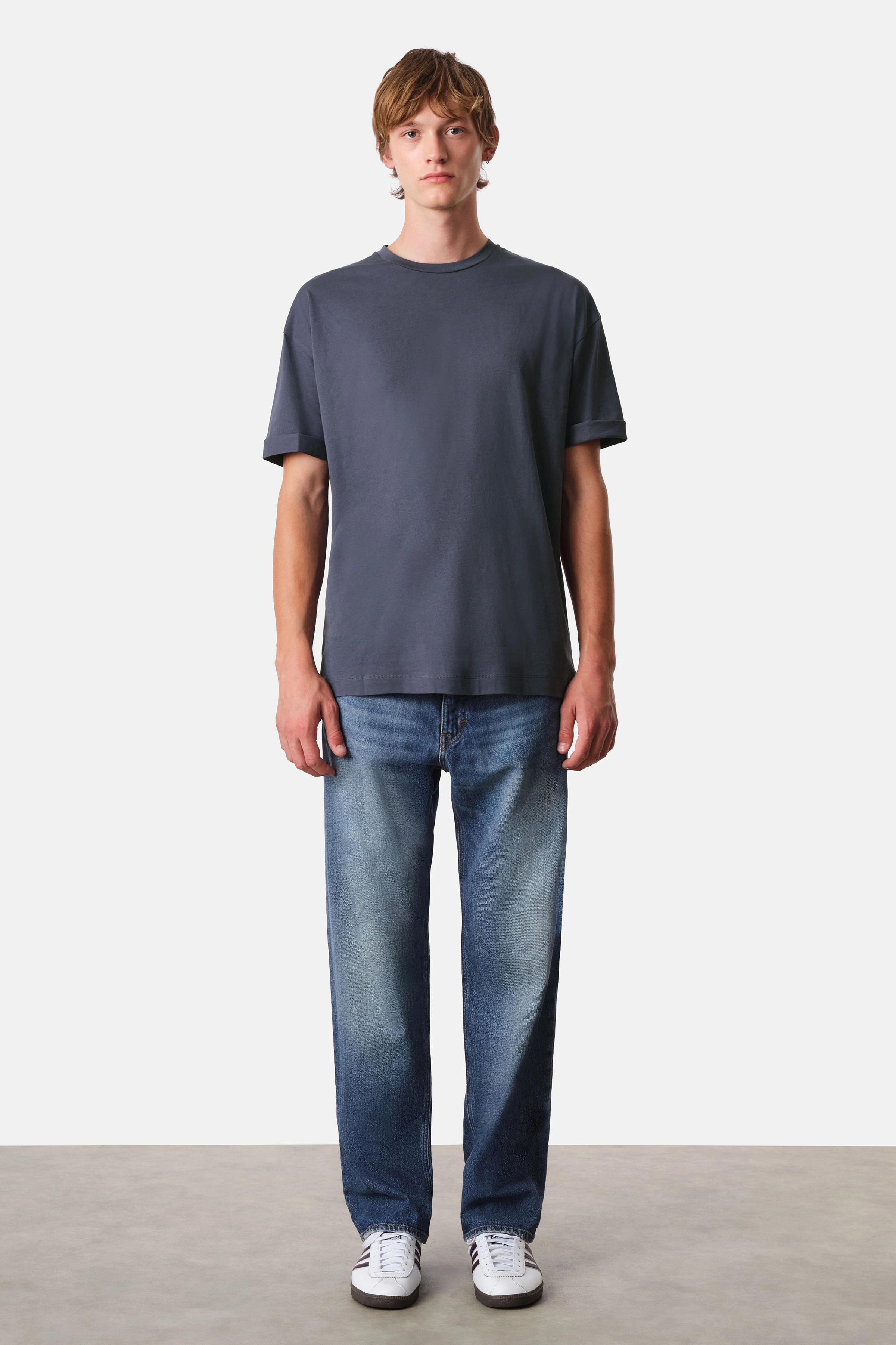 THILO - Relaxed-Fit T-Shirt in reiner Baumwolle - Herren - blau - Ganzkörper-Frontansicht