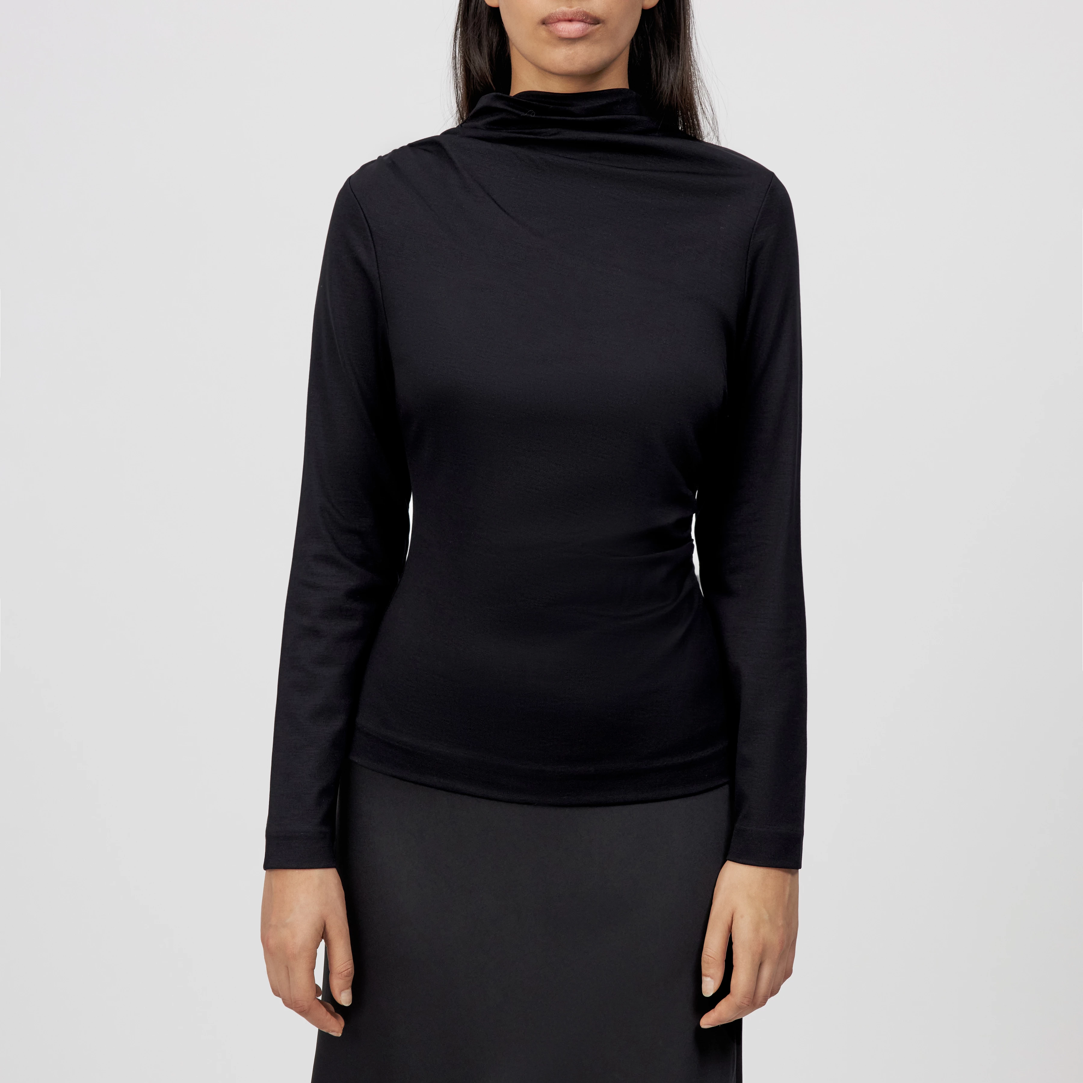 TIRY - Longsleeve in Lyocell-Mix - Damen - schwarz - Frontansicht