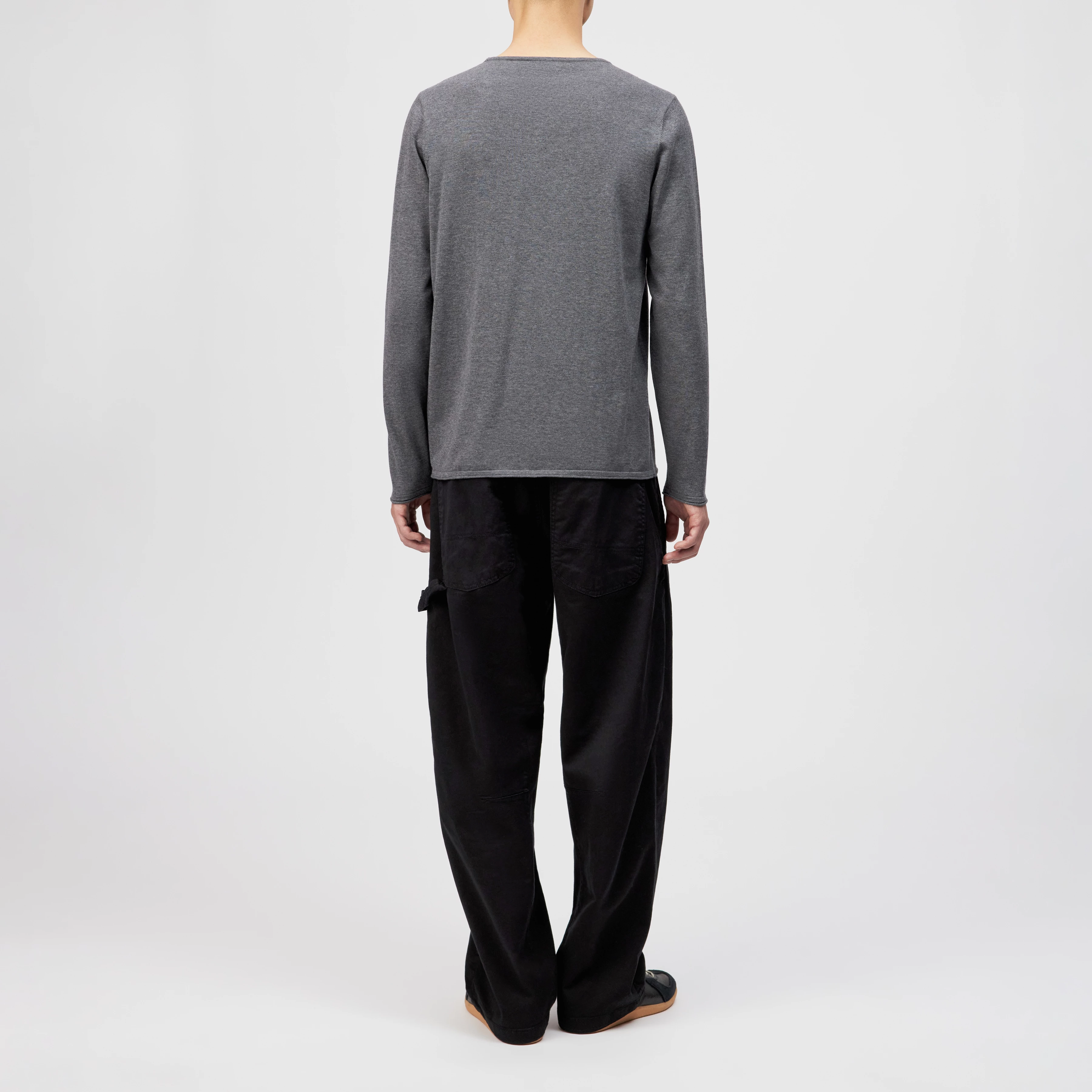 RIKONO - Knitted jumper in clean cotton - men - grey - Rückansicht