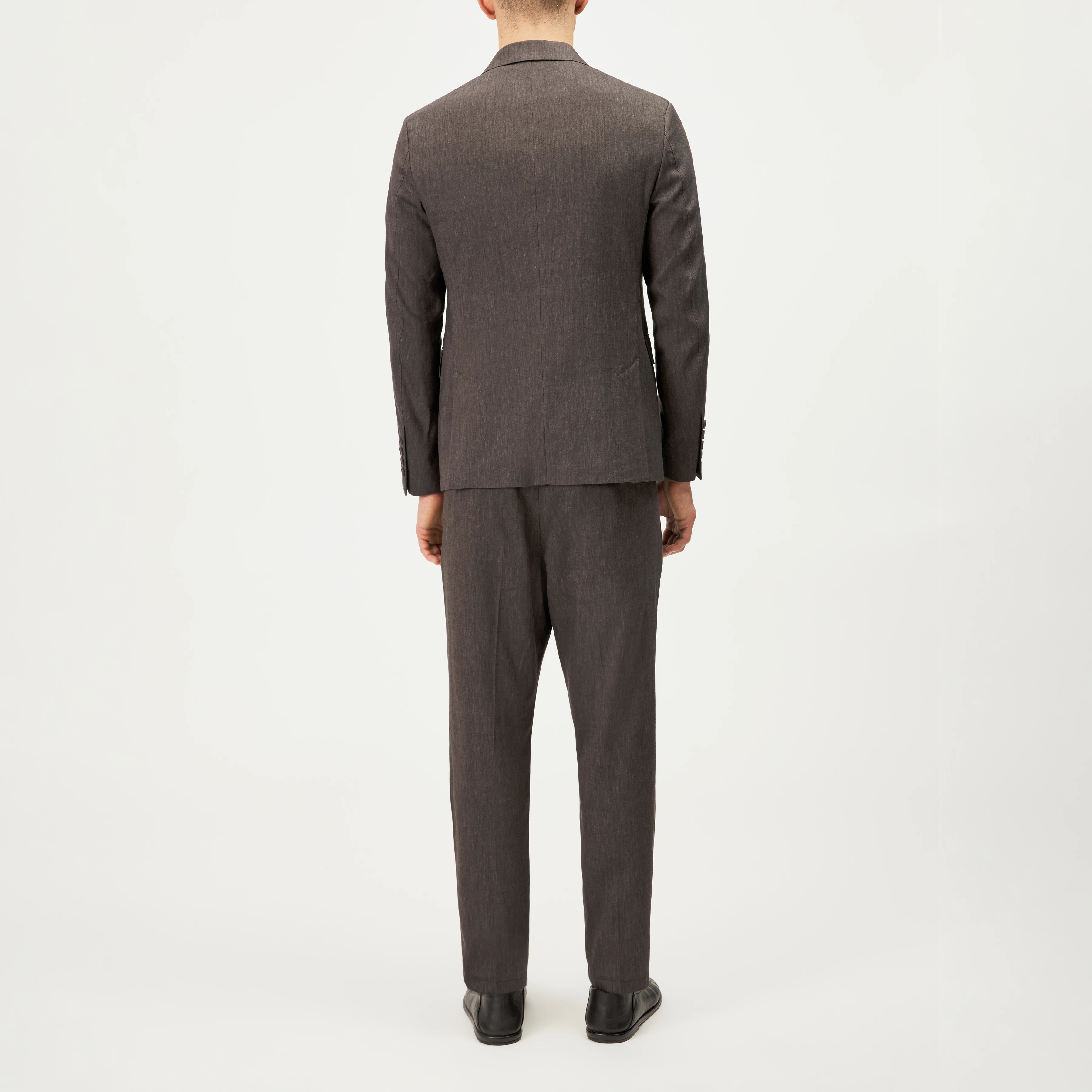 YAMES - Enkeltradet blazer i hørblanding - men - brun - Rückansicht